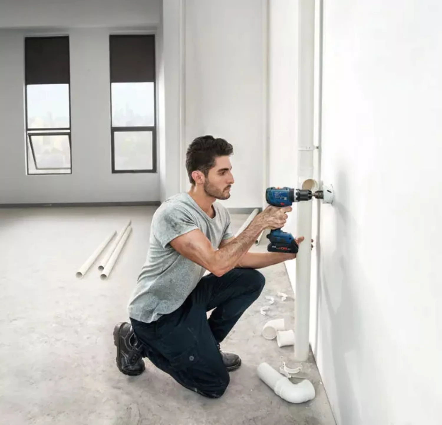 Bosch 18V accu klopboormachine (GSB 18V-65) & accu haakse slijper (GWS 18V-8) combiset (2x 4.0Ah + lader)-image