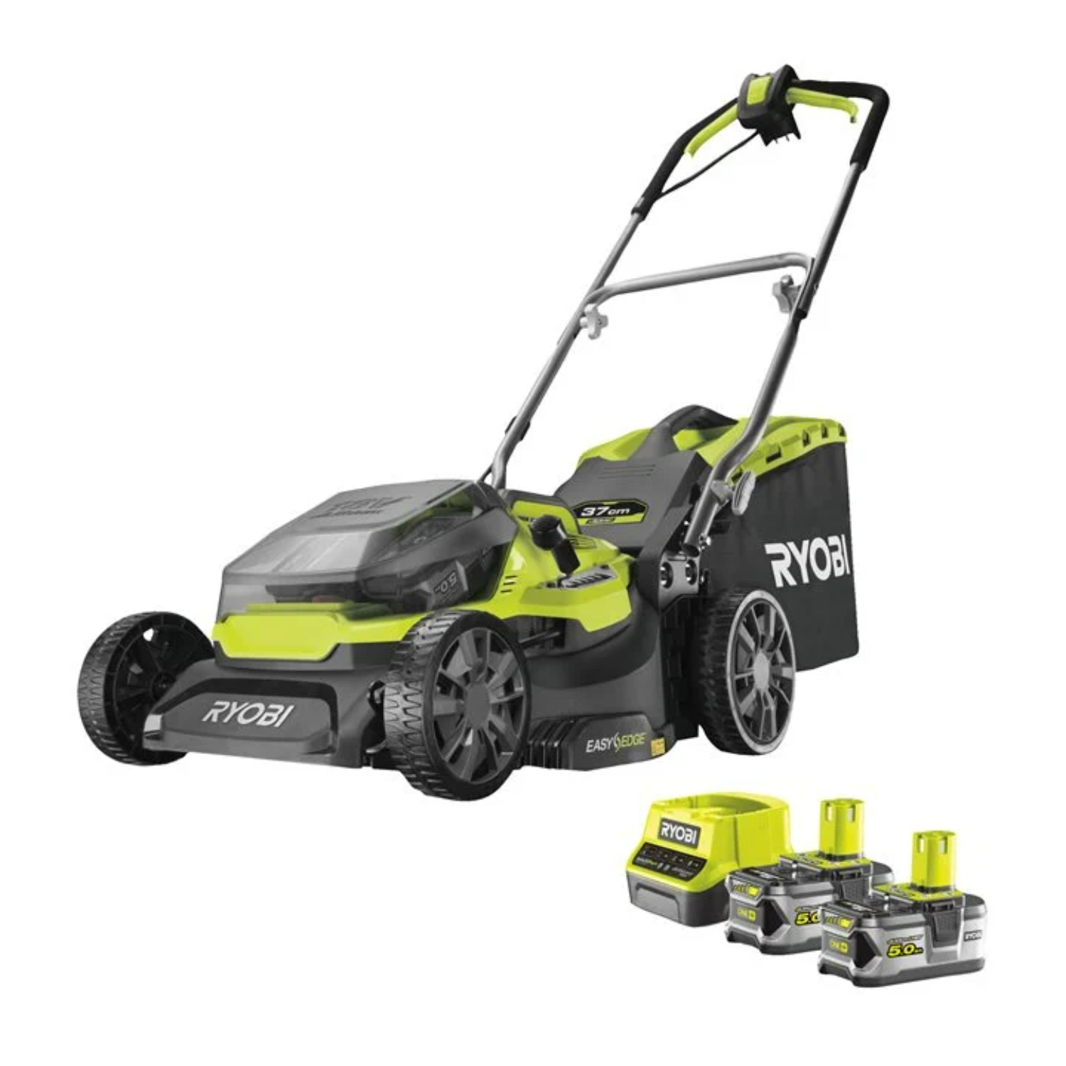 Ryobi RY18LMH37A-250 Kit tondeuse à gazon à batterie Li-Ion 18V (2x 5.0Ah) - 37cm-image
