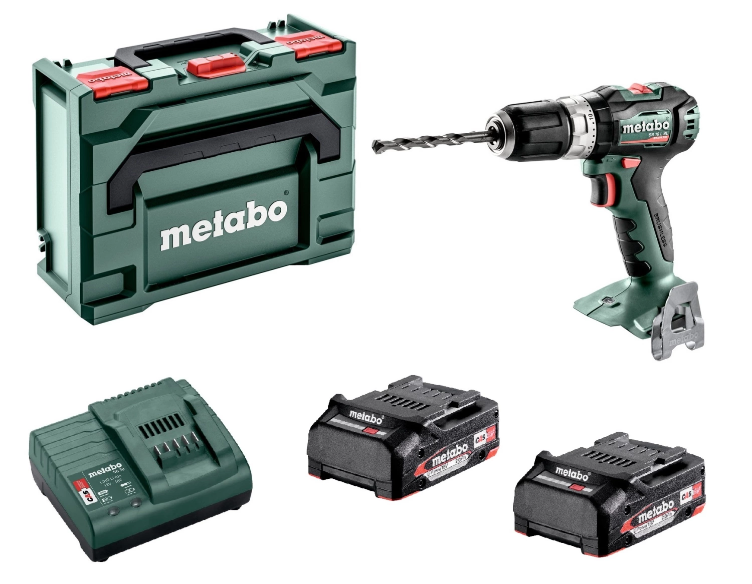 Metabo SB 18 L BL 18V Li-Ion Accu klopboormachine set (2x 2.0Ah accu) in metaBOX - koolborstelloos-image