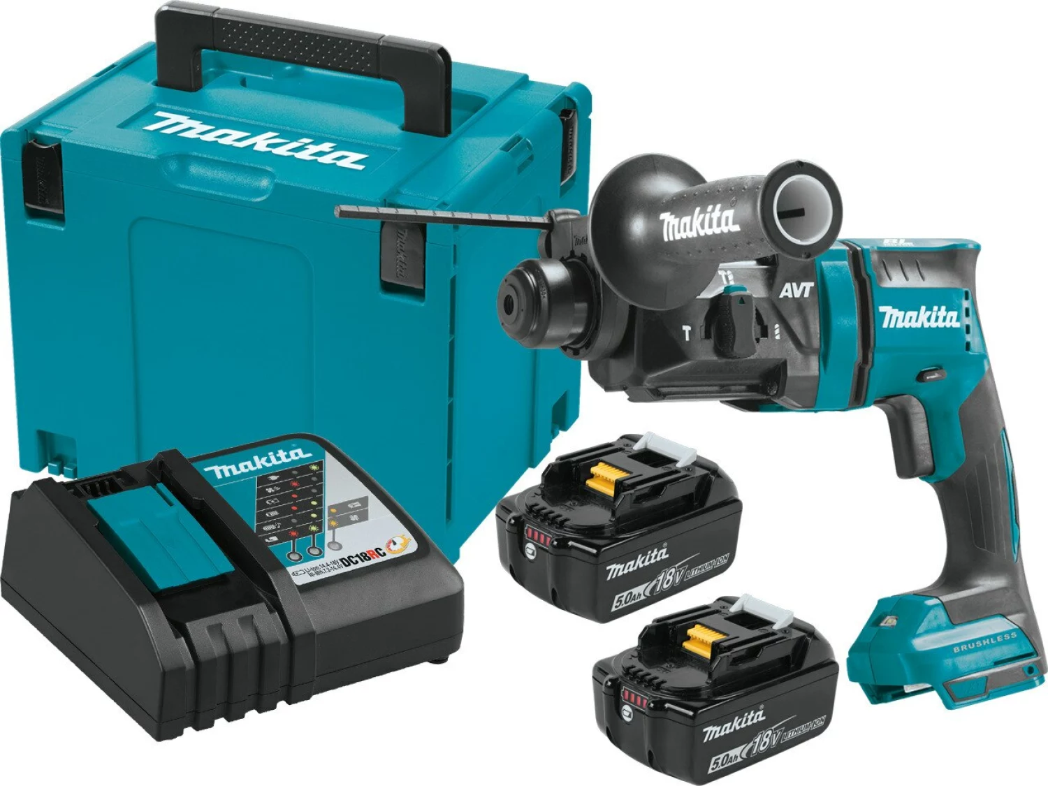 Makita DHR182RTJ 18V Li-Ion accu SDS-plus combihamer set (2x 5.0Ah accu) - 1,7J - koolborstelloos-image