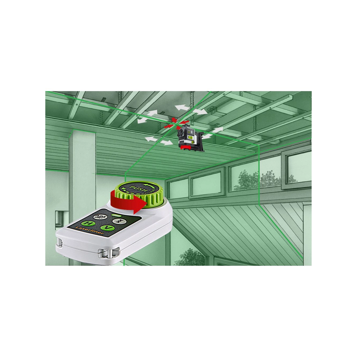 Laserliner PowerPlane-laser 3G Pro Multi-18V Laser à lignes croisées dans L-Boxx - 3 lignes - vert - 60 m