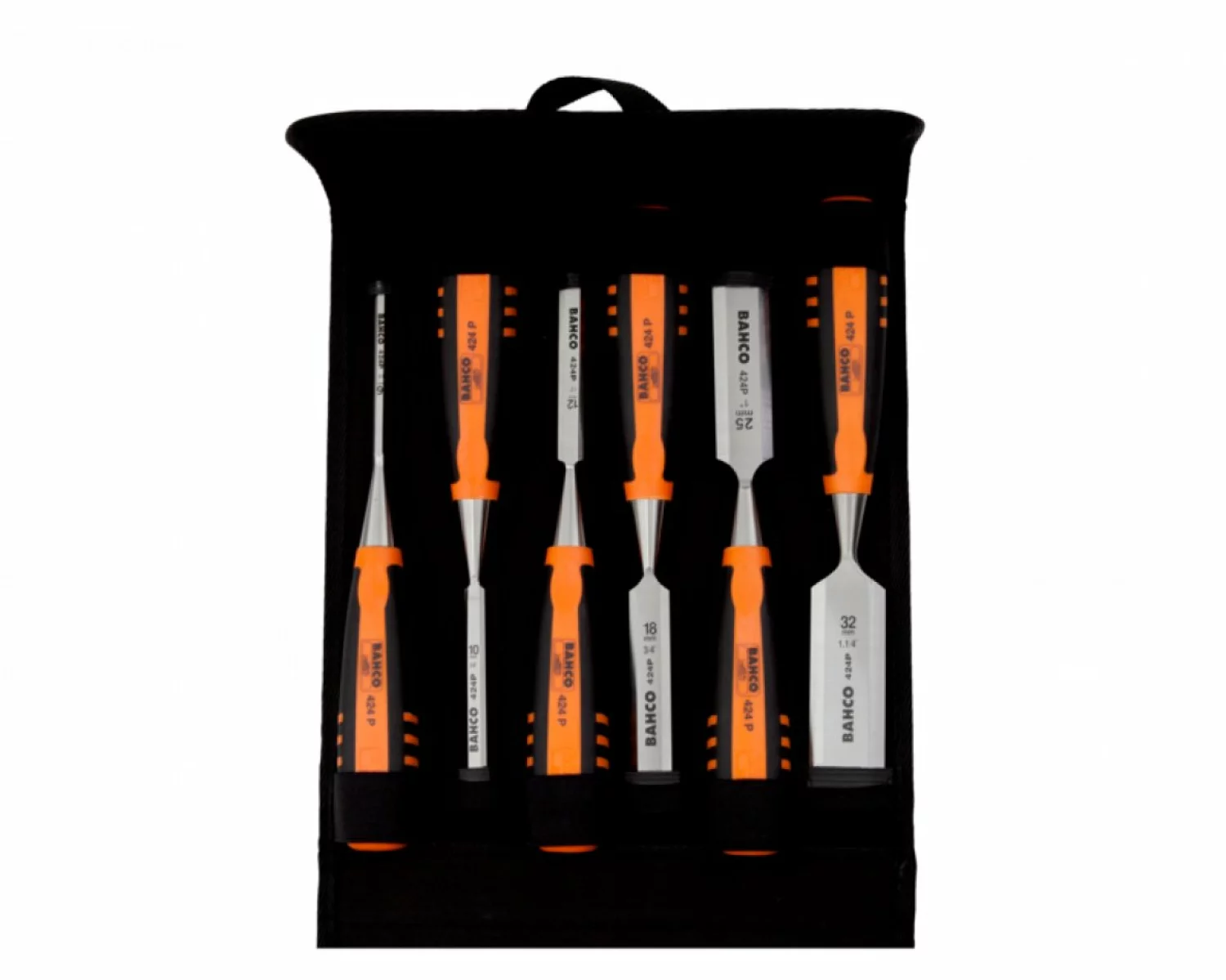Bahco 424P-S6-PP - Jeu de burins avec manche revêtement caoutchouc - 6 pcs/pochette en polyester-image