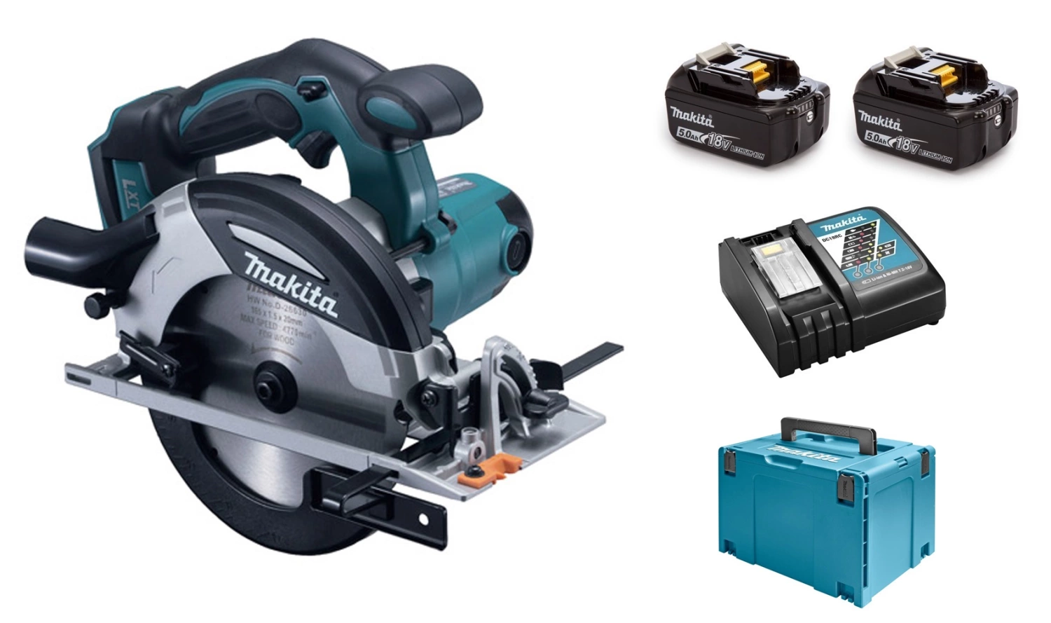 Makita DHS630RTJ Scie circulaire à batteries 18V Li-Ion set (2x batterie 5,0Ah) dans MAKPAC - 165mm-image