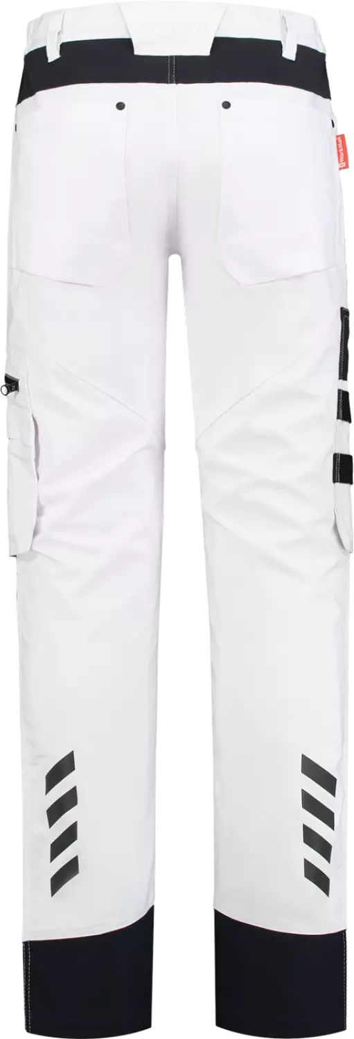 Workman 9004 STRETCH Worker Pantalon de travail P2S - Blanc / Bleu marine - Taille 48 (33/32) - Coupe ample-image