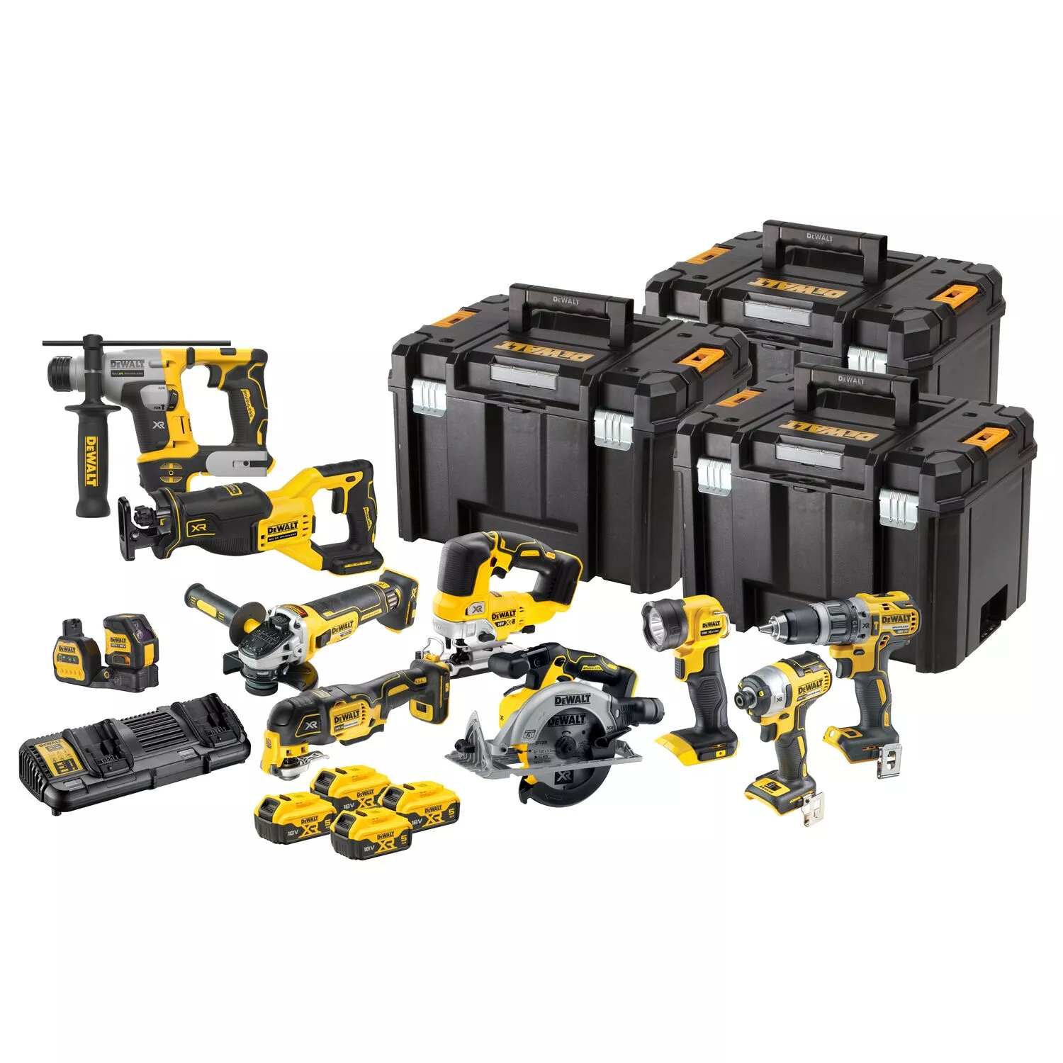 DeWALT DCK1012P4T Batterie Li-ion 18 V, ensemble combiné de 10 pièces (4 batteries de 5,0 Ah) dans TSTAK-image
