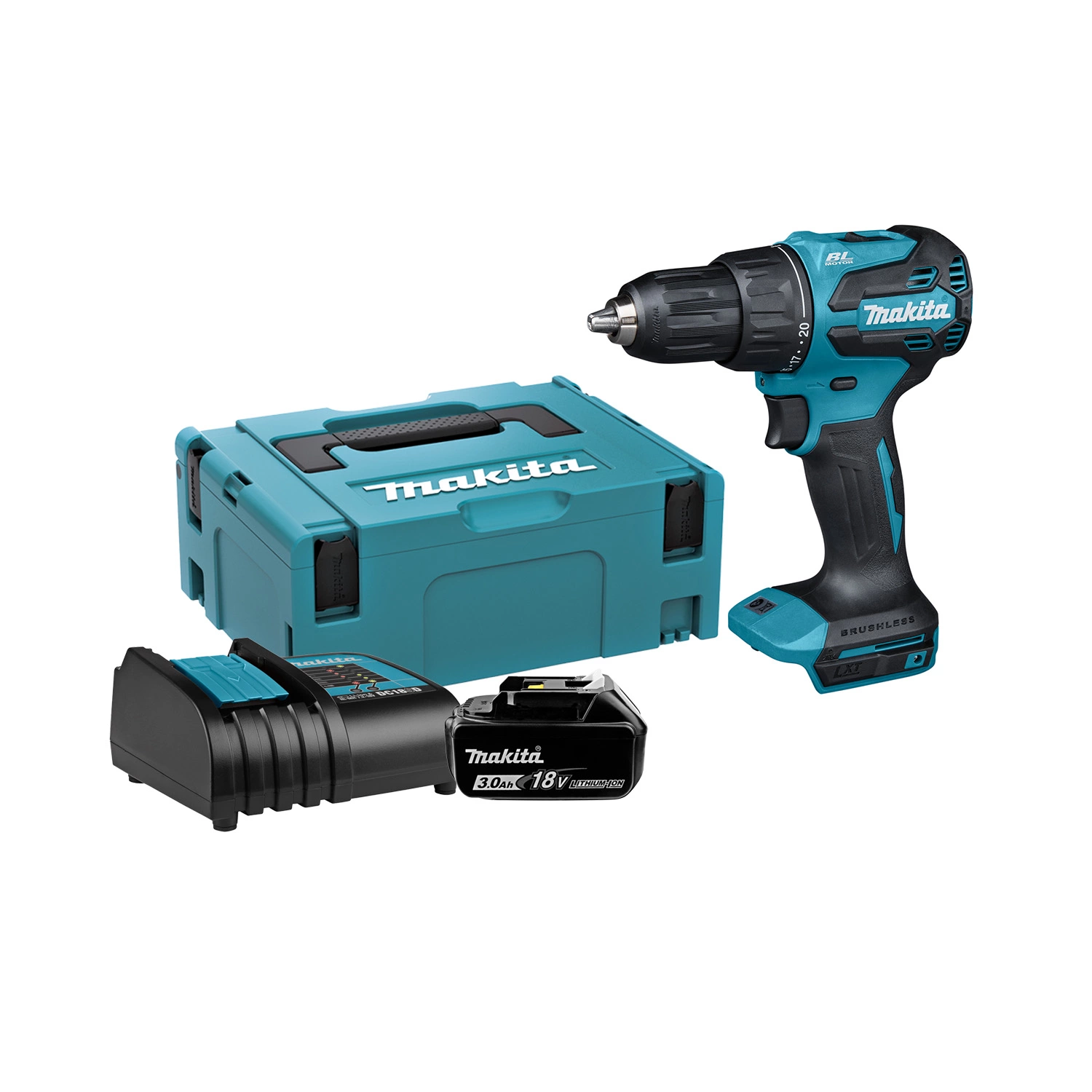 Makita DHP490SF1J LXT 18V Li-ion Accu Boor-/Schroefmachine set (1 x 3,0Ah accu) in Mbox - 50Nm