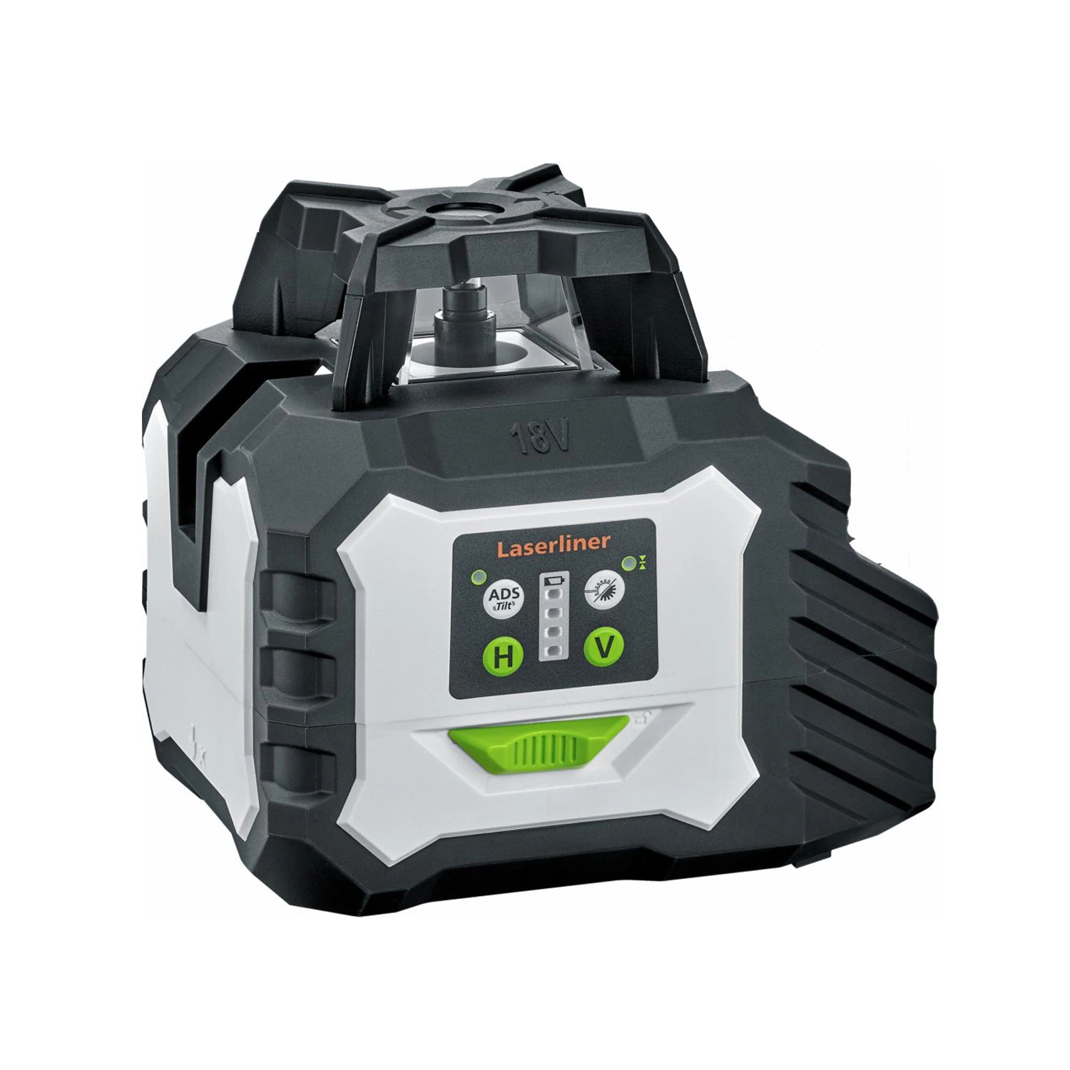 Laserliner Duraplane GMX-18V Laser à lignes croisées 360° avec récepteur dans un coffret - 3 lignes - vert - 60 m - IP54-image