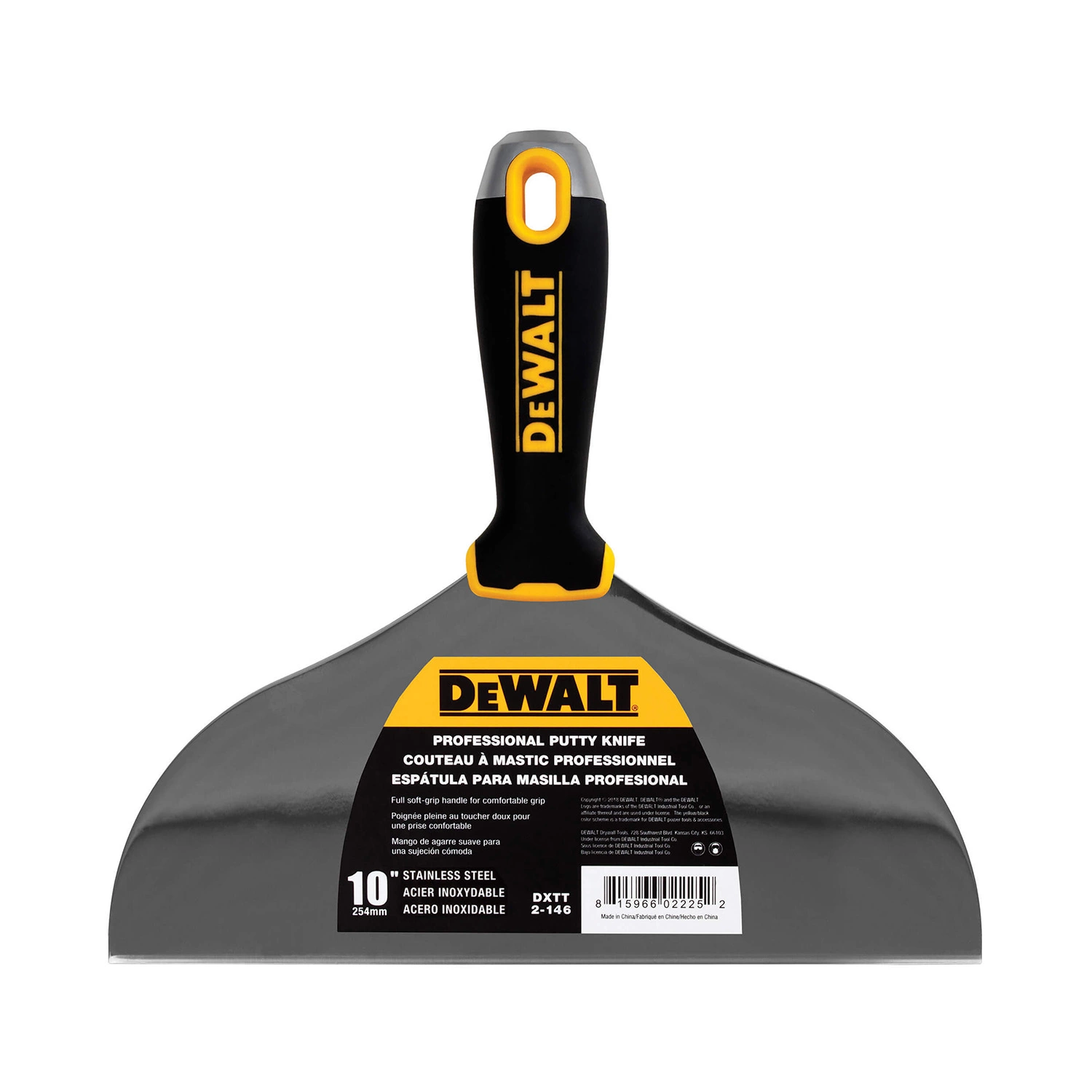 DeWalt Spatule en acier inoxydable avec poignée Softgrip 10" (254 mm)-image