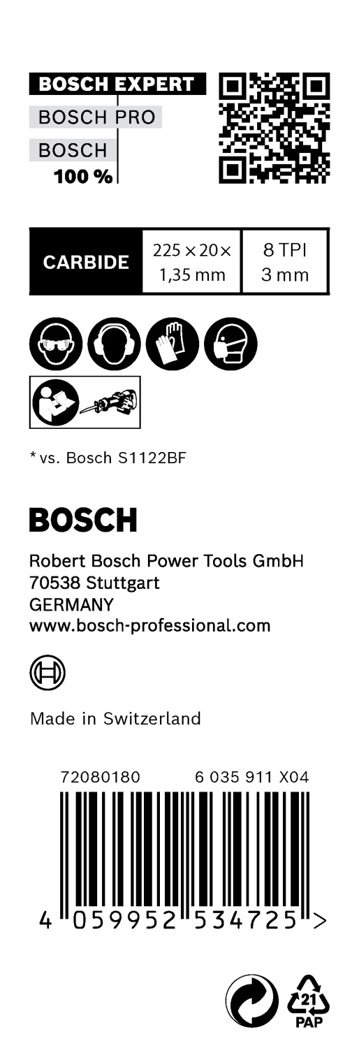 Bosch EXPERT S1157CHM Lame de scie sabre pour sauvetage de véhicules - 175 mm - acier (10 pièces)-image