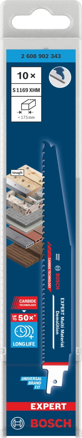 Bosch EXPERT S1169XHM Demolition reciprozaagblad - 175mm - multi materiaal (10st)