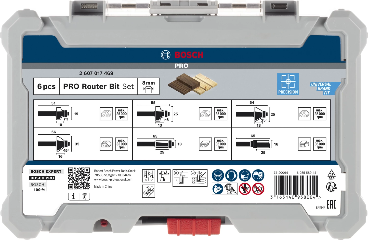 Bosch 2607017469 6-delige Frezenset in cassette - Afronden en profileren - 8mm-image