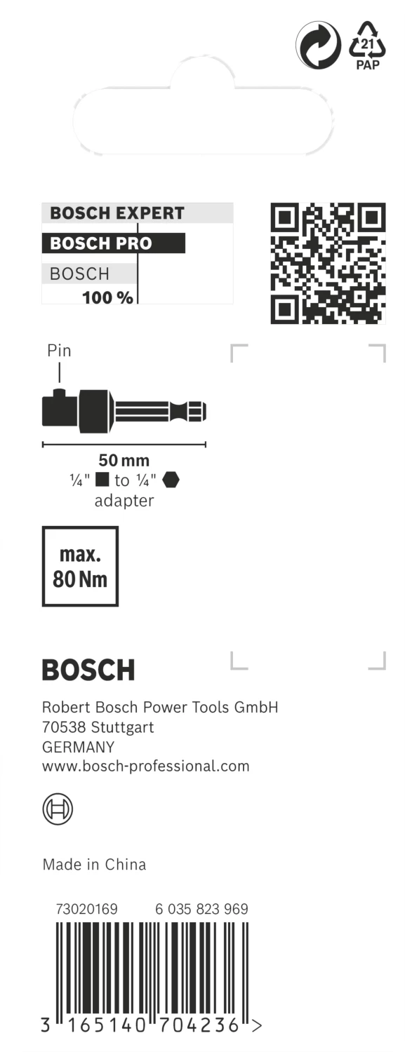 Bosch 2608551109 Impact Control adapter voor dopsleutels - 1/4", 50mm-image