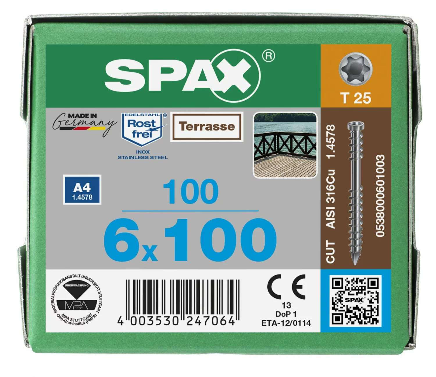 SPAX RVS Terrasschroeven Fixeerdraad - T25 - 6.0x100 mm (100st)-image