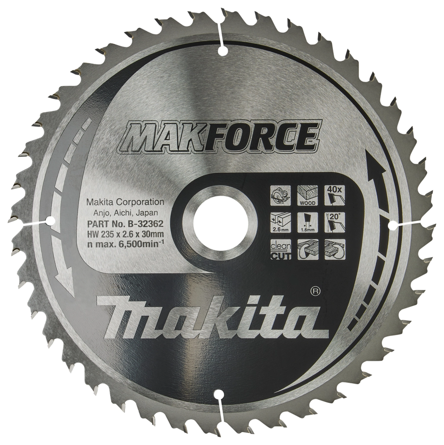 Makita B-32362 Lame de scie circulaire - 235x30x40T - Bois-image