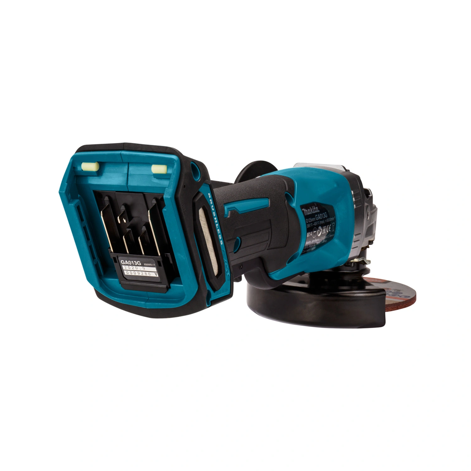 Makita GA013GU201 XGT 40V Max Li-Ion Accu Haakse Slijper set (2x 4.0Ah accu) in Mbox - 125mm - veiligheidsschakelaar