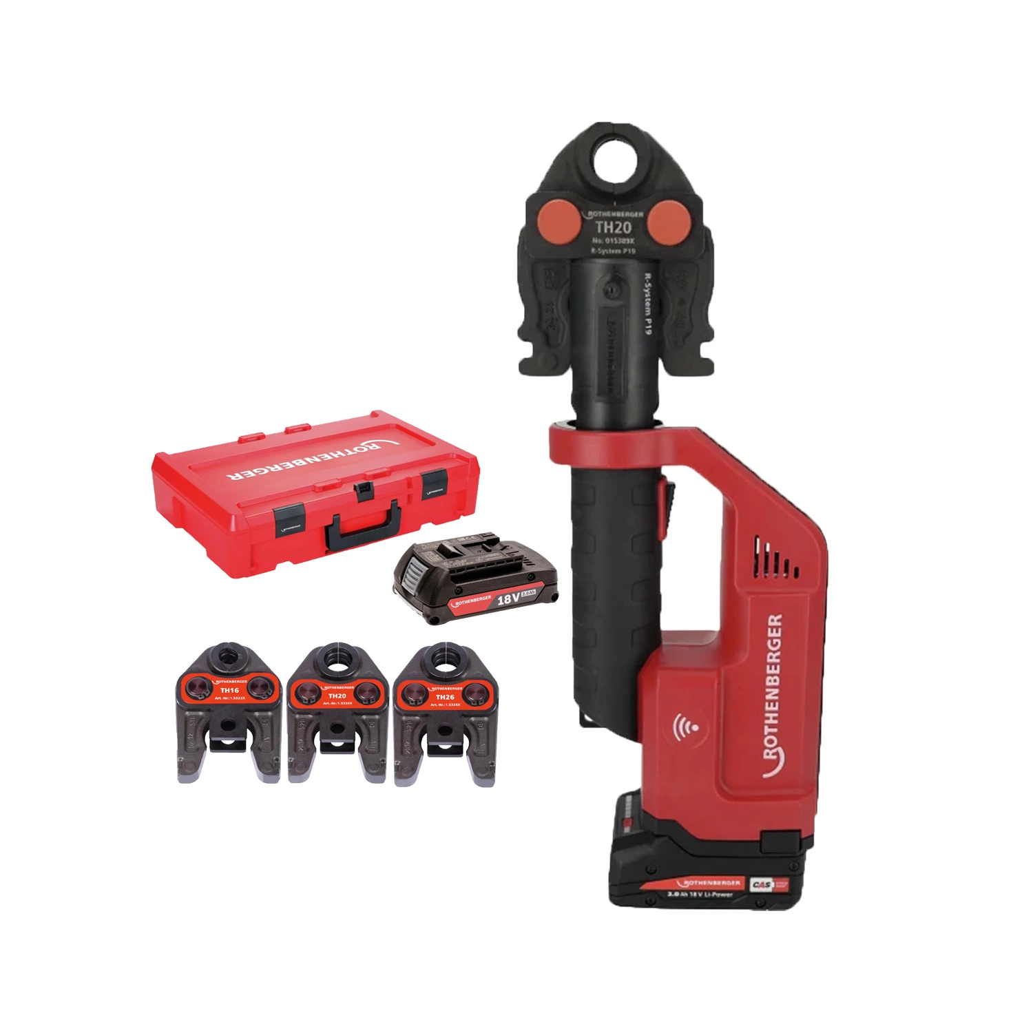 Rothenberger 1000004280 Romax Compact III 18V accu perstang set (1x 4.0Ah accu + lader) incl. TH bekken - 16-20-26mm - AMPShare-image