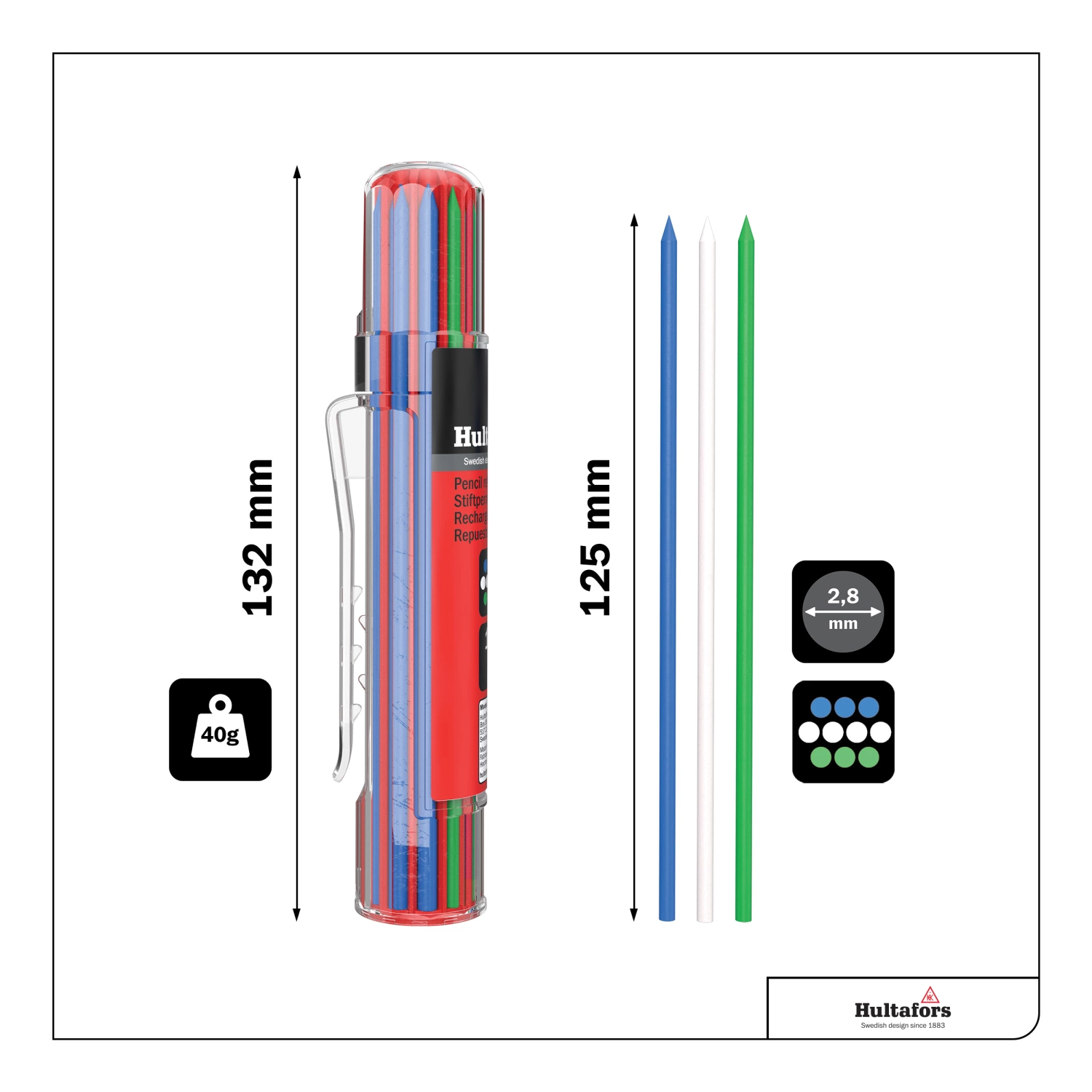 Hultafors HRD-BGW Recharge crayon (10 pcs) - Bleu, vert et blanc-image