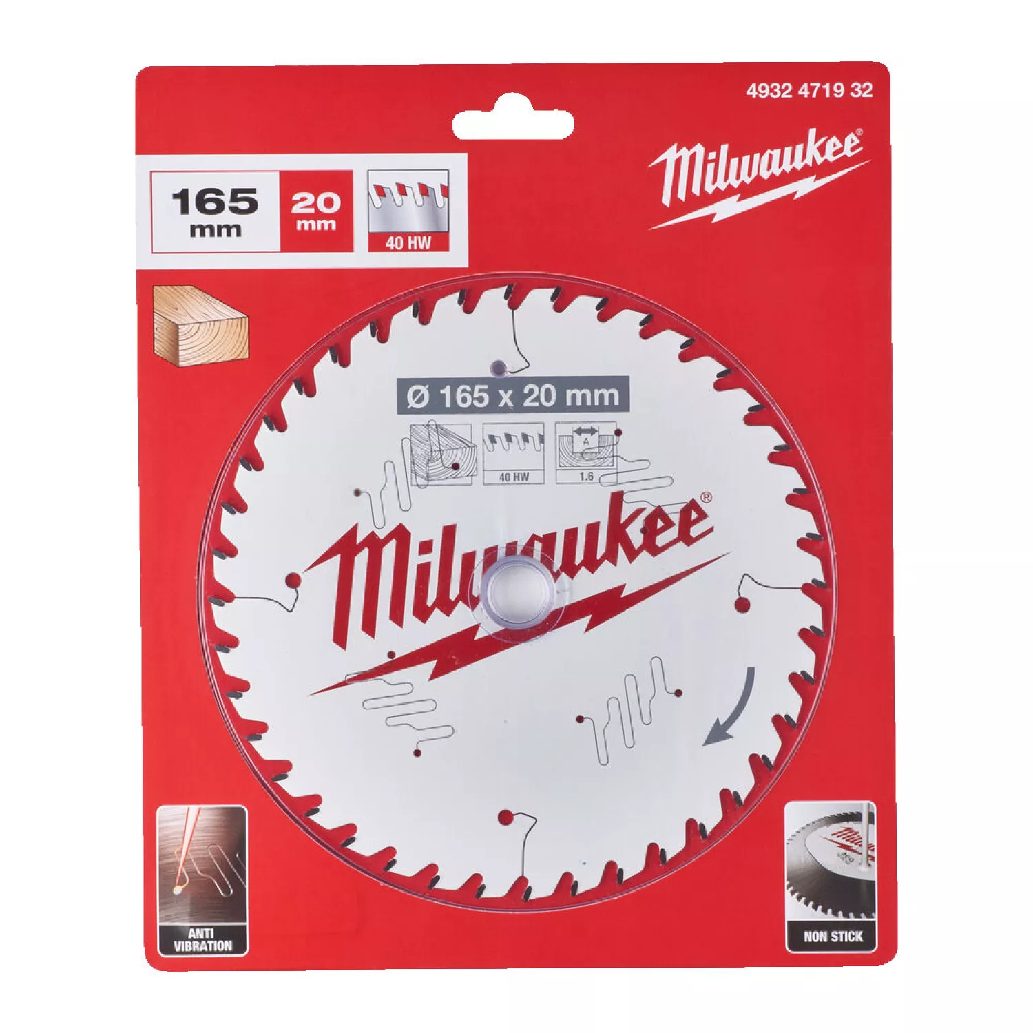 Milwaukee 4932471932 Cirkelzaagblad - 165x20x1,6mm - 40T-image