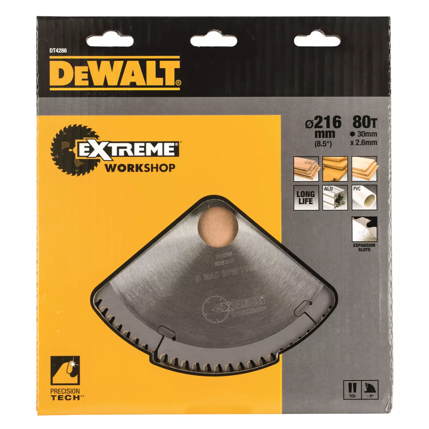 DeWALT DT4286 Extreme Cirkelzaagblad - 216 x 30 x 80T - Hout / Laminaat / MDF/ Aluminium-image