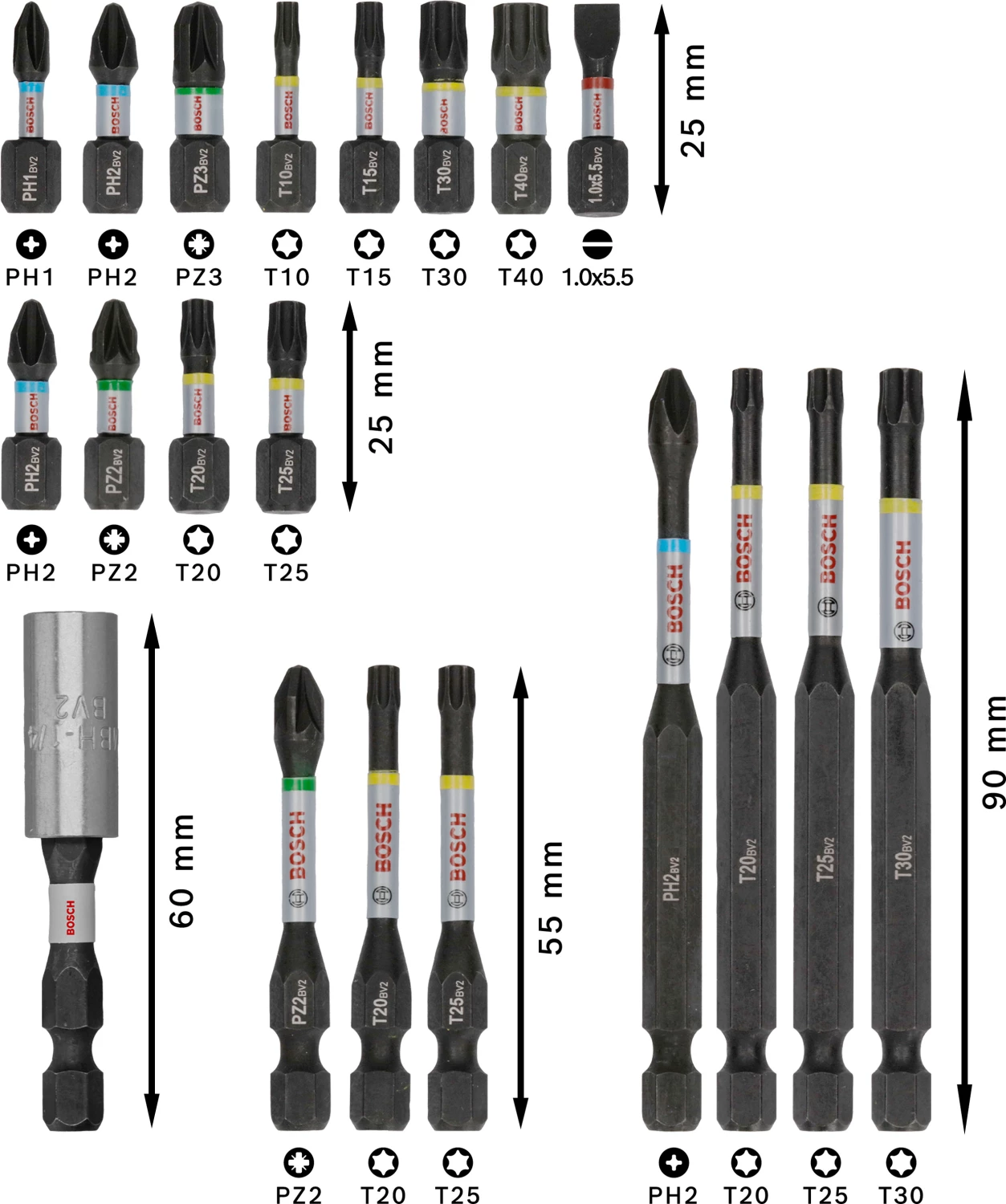 Bosch 2608521U74 Jeu de 20 embouts de tournevis à chocs PRO-image