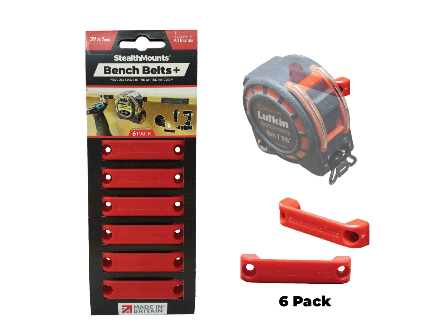 StealthMounts BB-PL-RED-6 Bankriemen + - Rood - 6 stuks-image