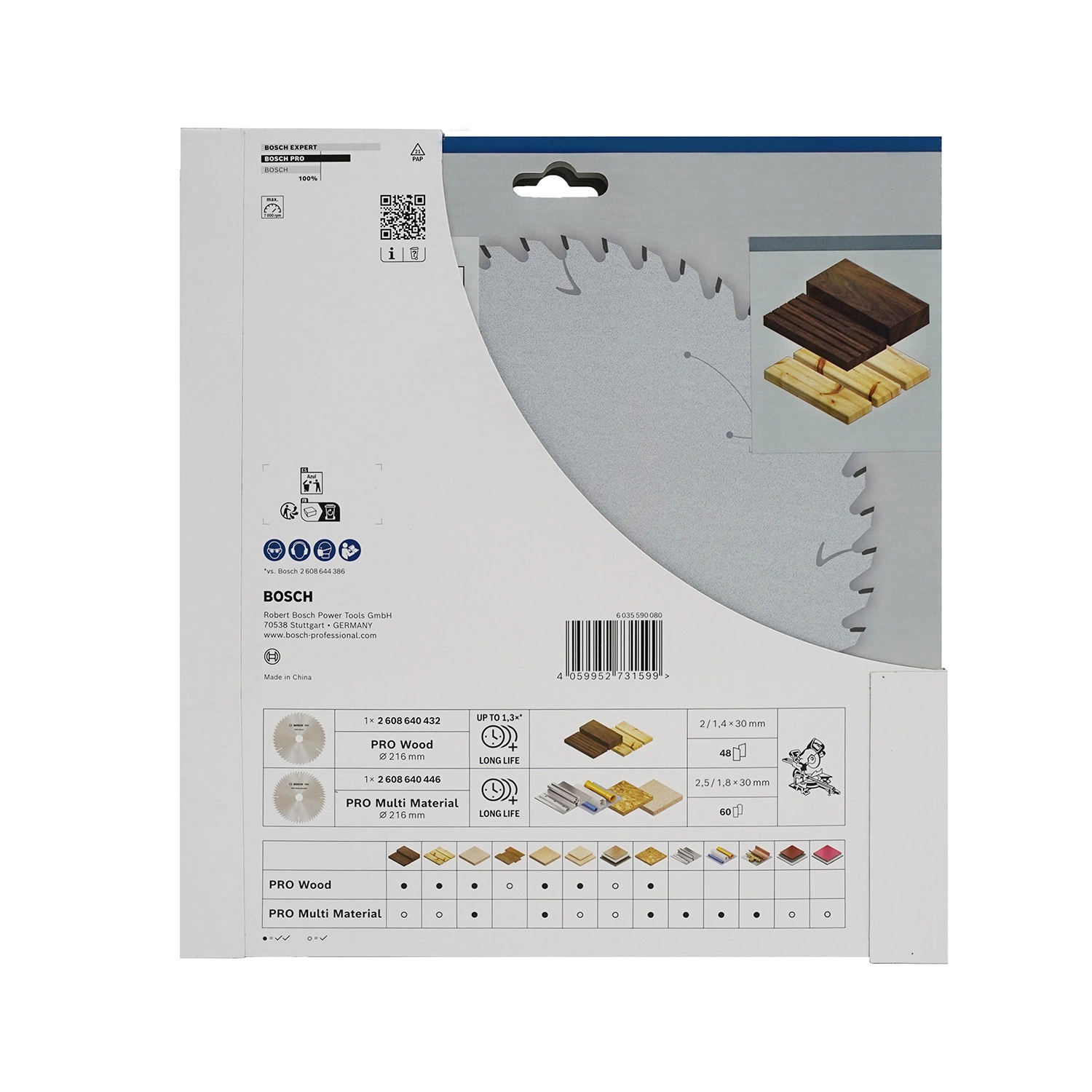 Bosch 2608644734 Jeu de lames de scie circulaire Pro - 216 mm - Bois et matériaux multiples-image