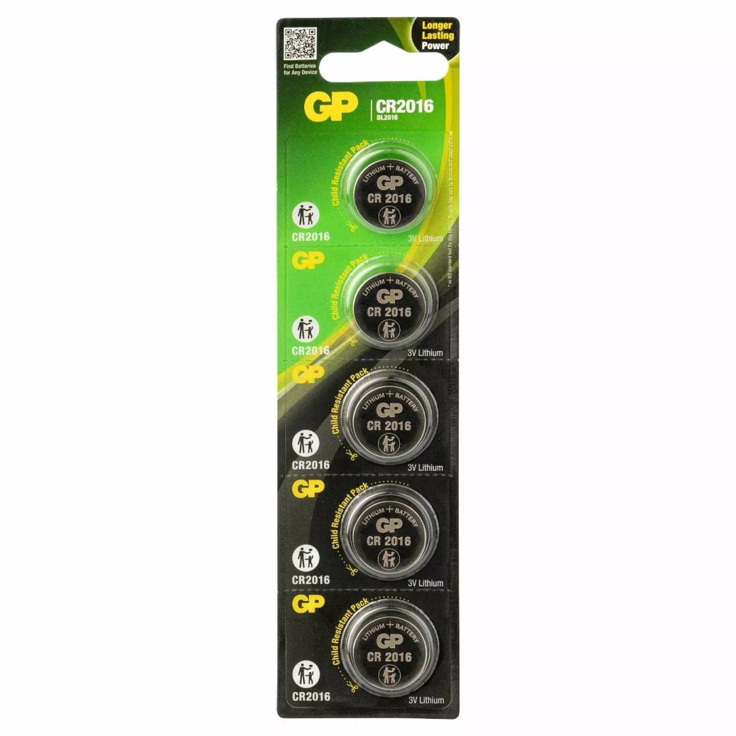 GP Pile bouton au lithium 3V (5pcs) - CR2016 - 0602016C5-image