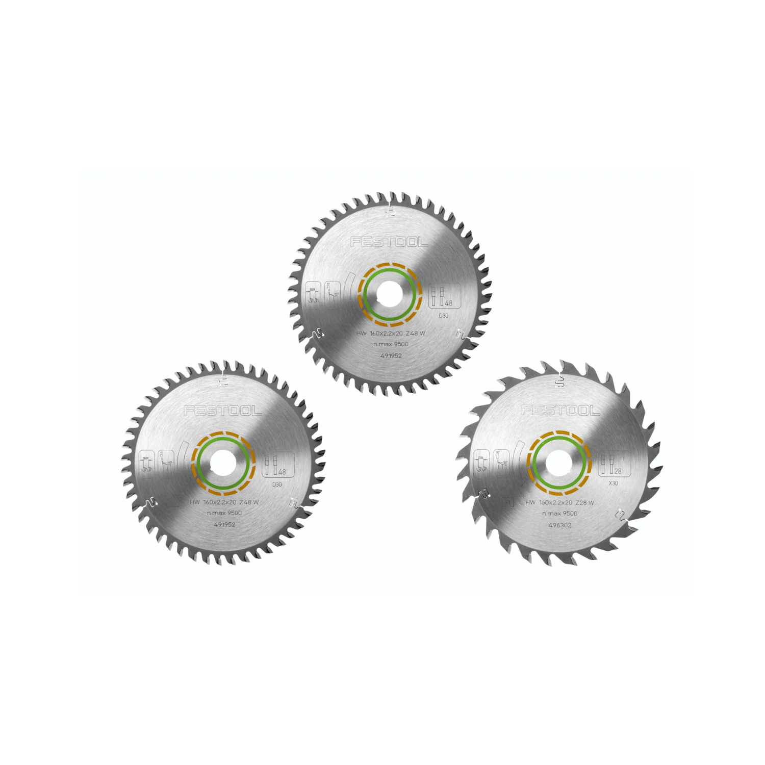 Festool 578565 KSB-SORT/3 W 160x2,2x20 Zaagbladenset - Hout-image