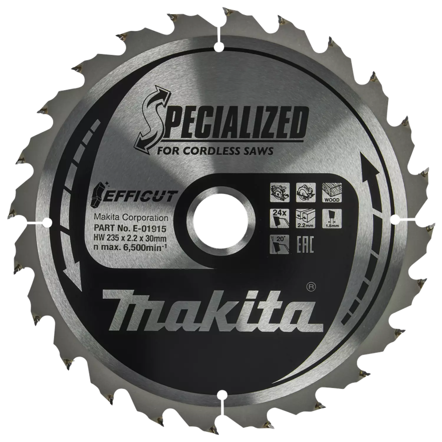 Makita E-01909 Lame de scie circulaire Bois - 235x30x22mm 24T-image