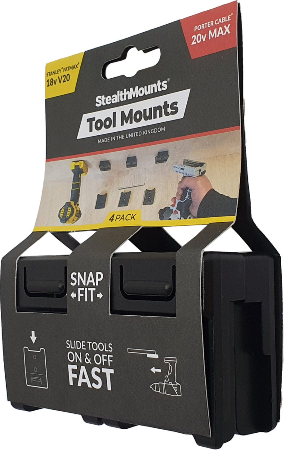 StealthMounts TM-STPC-BLK 4 Gereedschaphouders Stanley/Porter kabel - Zwart - 4 stuks-image