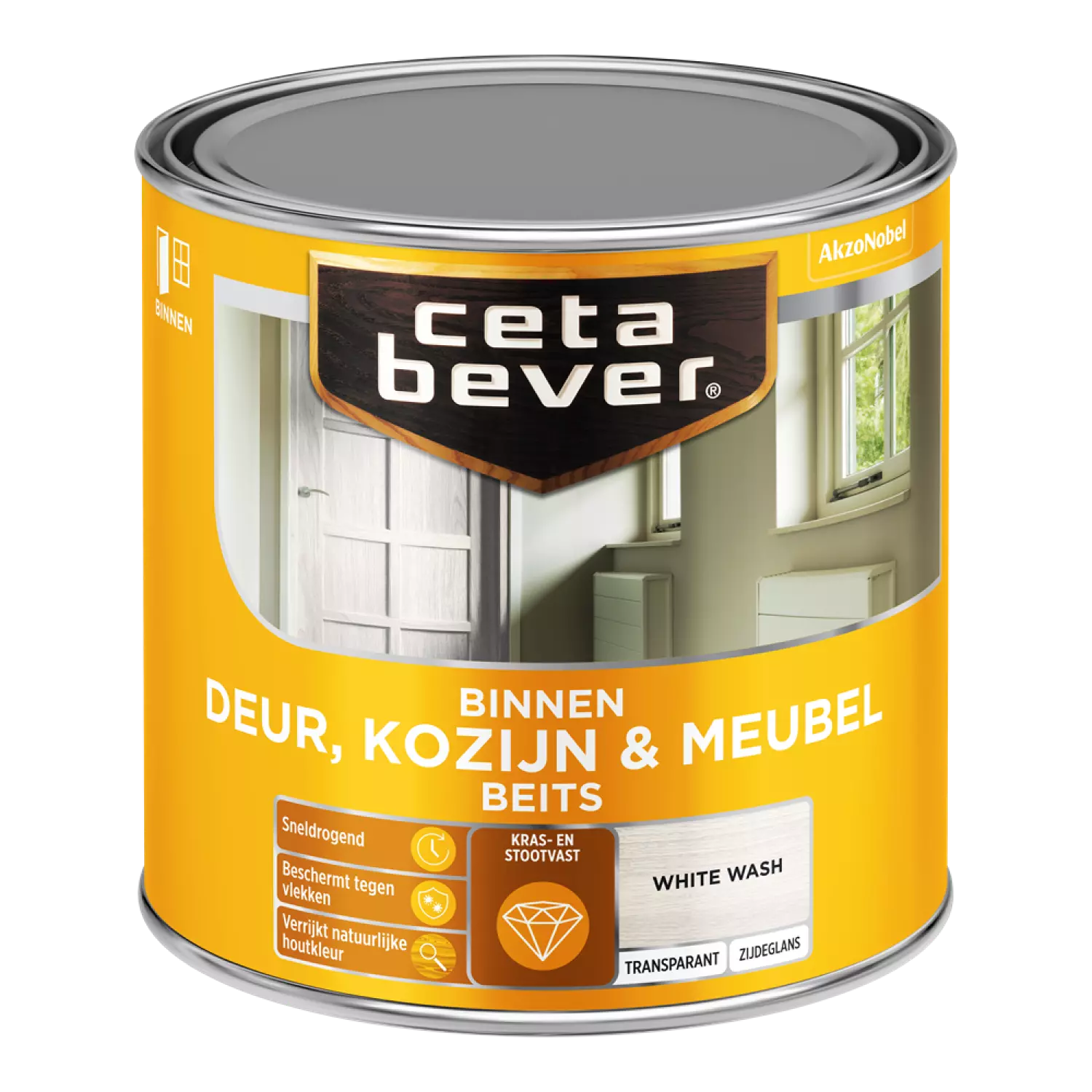 Cetabever Binnenbeits Deuren & Kozijnen Transparant Zijdeglans - White Wash - 250ml-image