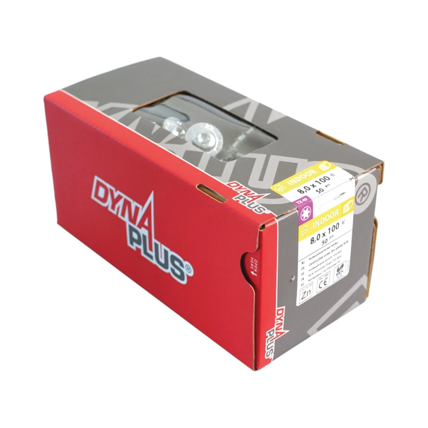 DynaPlus 0286.01.51401 Vis à bois - Tête fraisée - Filetée - Zinguée - TX30 - 6.0 x 200/80mm (50pcs)