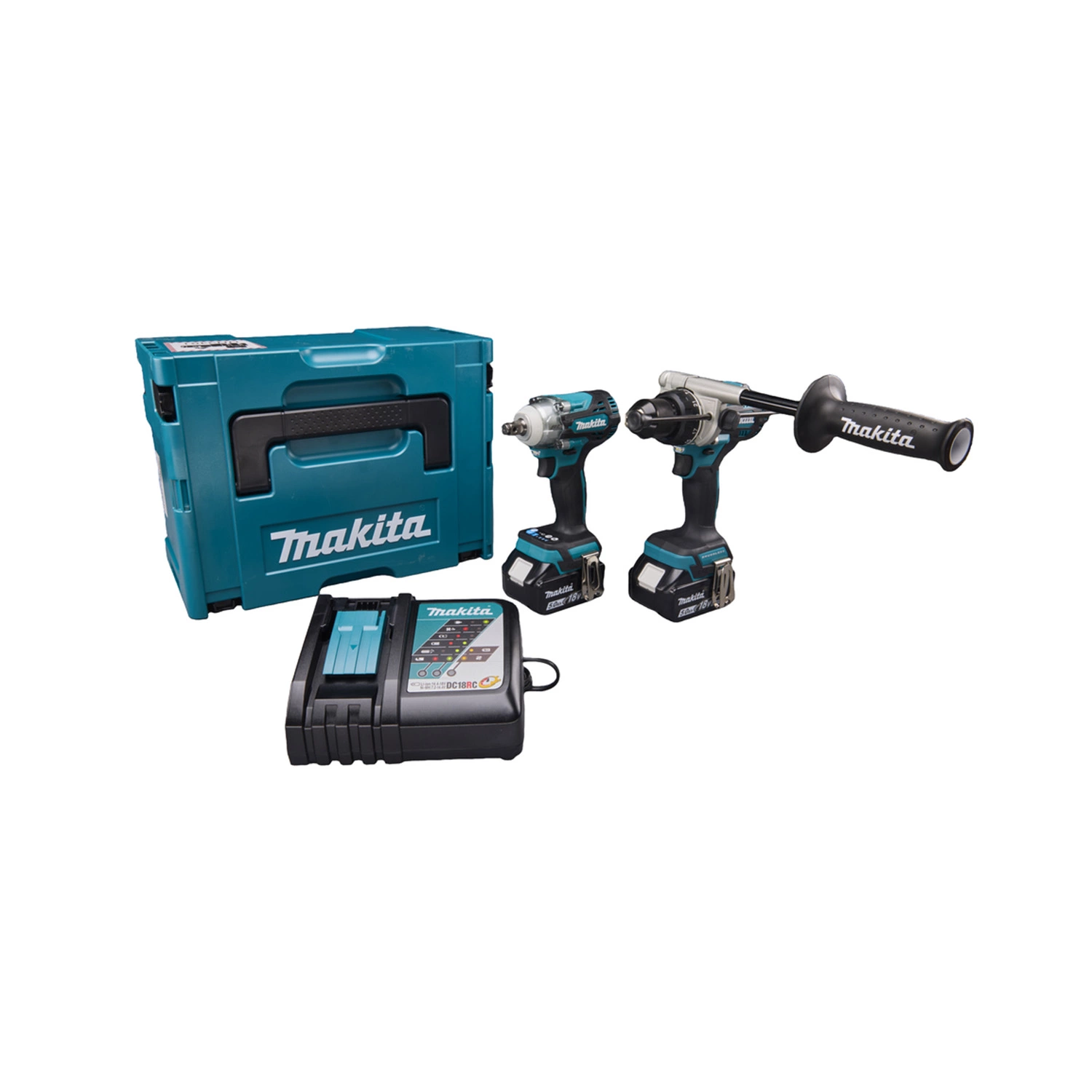 Makita DLX2590TJ Kit combiné perceuse à percussion (DHP492) et clé à chocs (DTW300) 18 V Li-ion (2 batteries 5,0 Ah) dans une Mbox-image