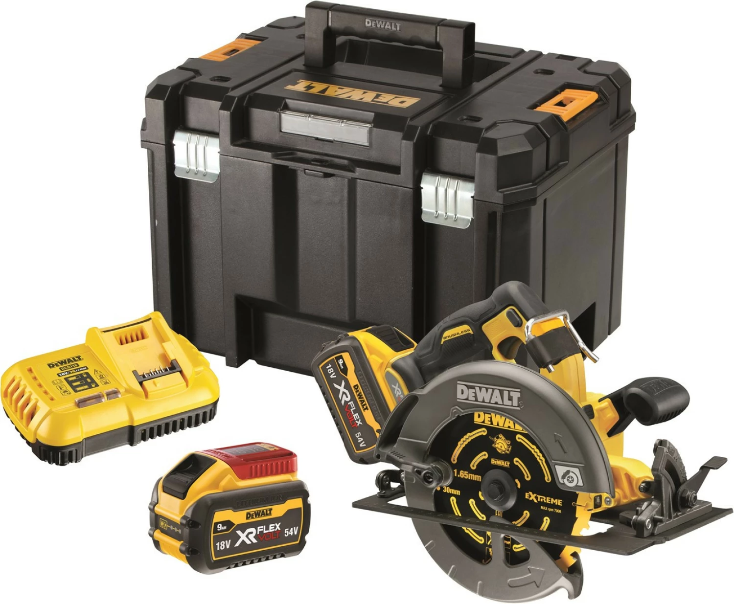 DeWALT DCS578X2-QW 54V Li-ion FlexVolt Accu Cirkelzaag set (2x 9.0Ah) in TSTAK koffer - 190 mm-image