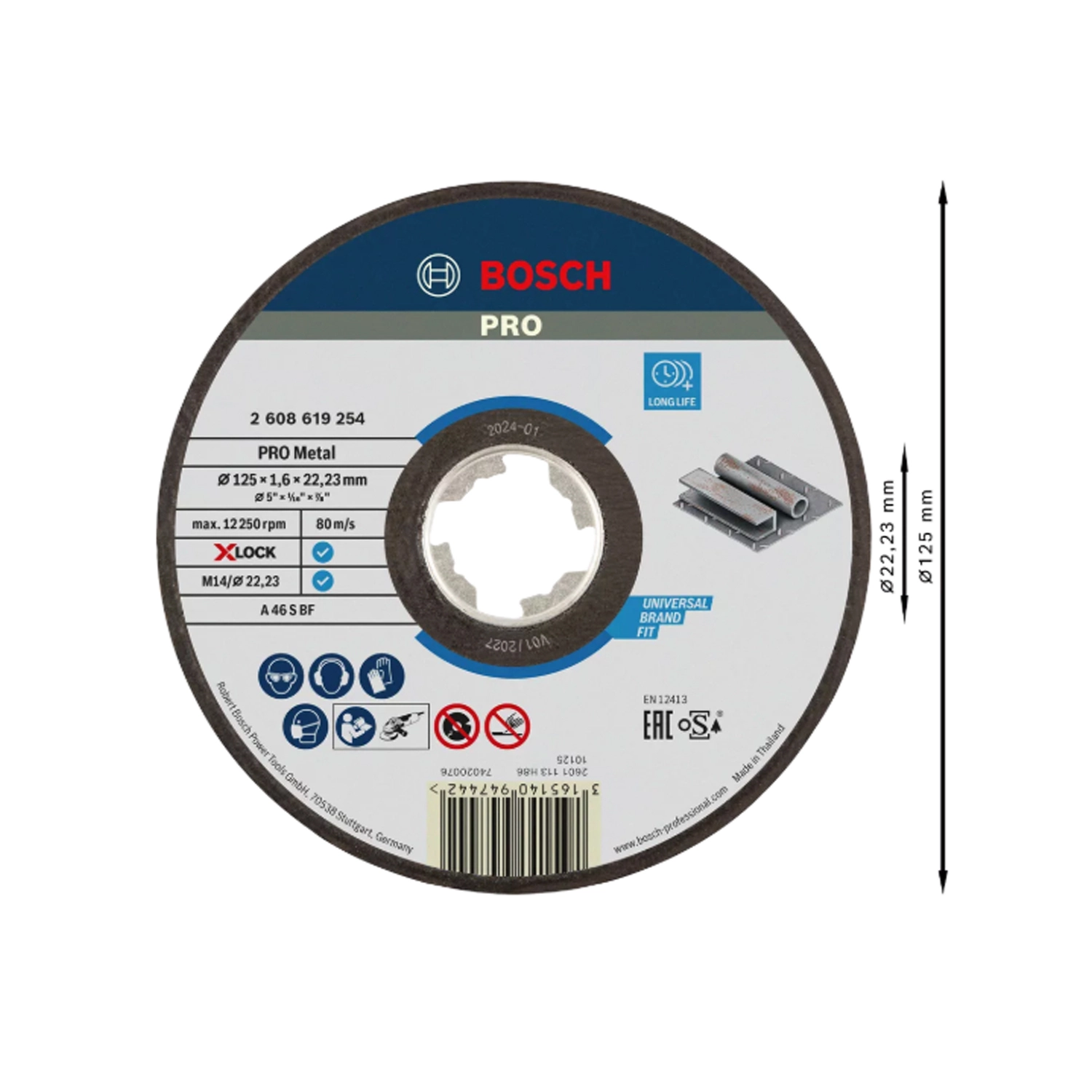 Bosch 2608619254 X-Lock Slijpschijf Expert for Metal - Recht - 1,6 x 125mm-image