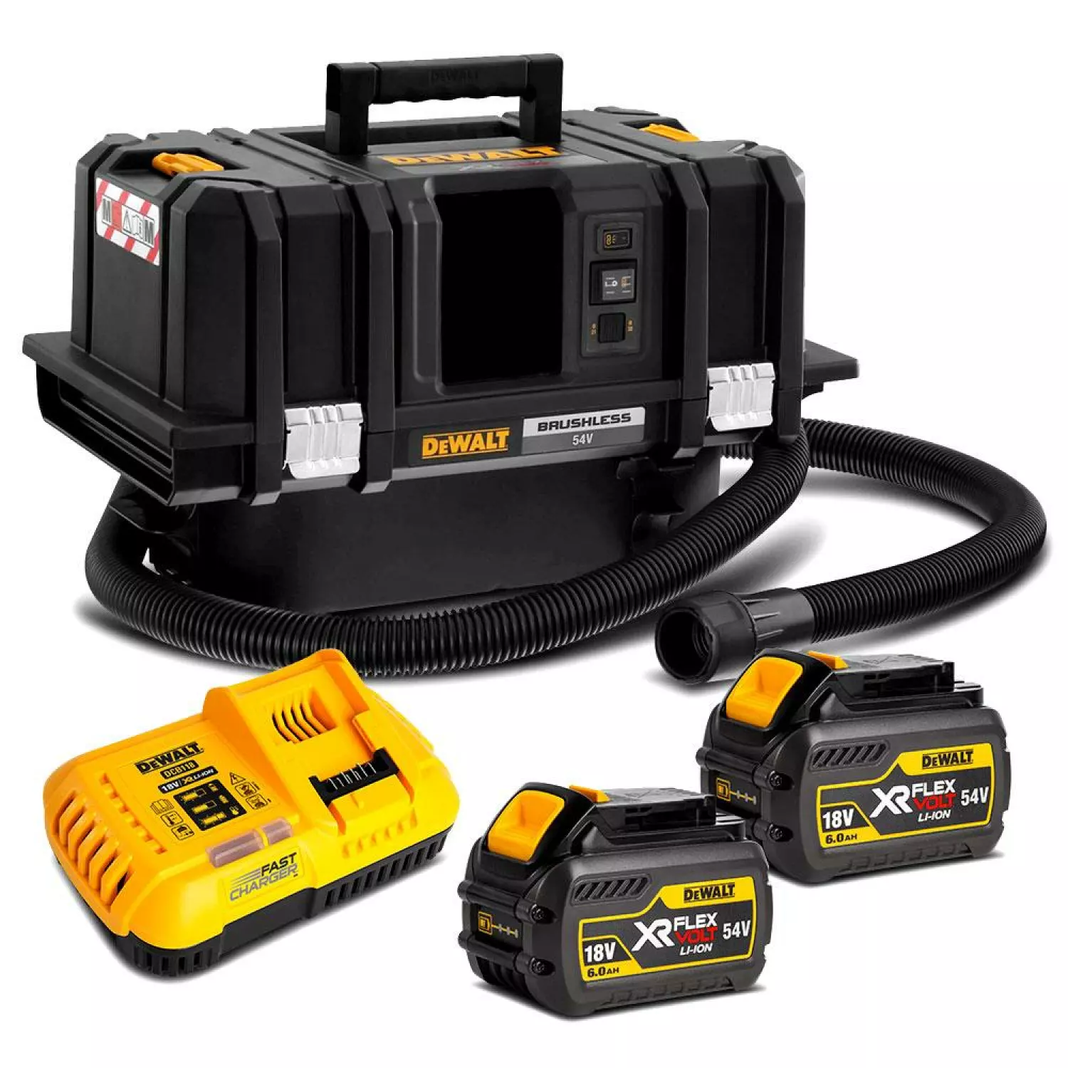 DeWALT DCV586MT2 54V Li-Ion Accu Bouwstofzuiger set (2x 6Ah accu) - Nat/Droog - 2000W - M-Klasse - 11L - koolborstelloos-image