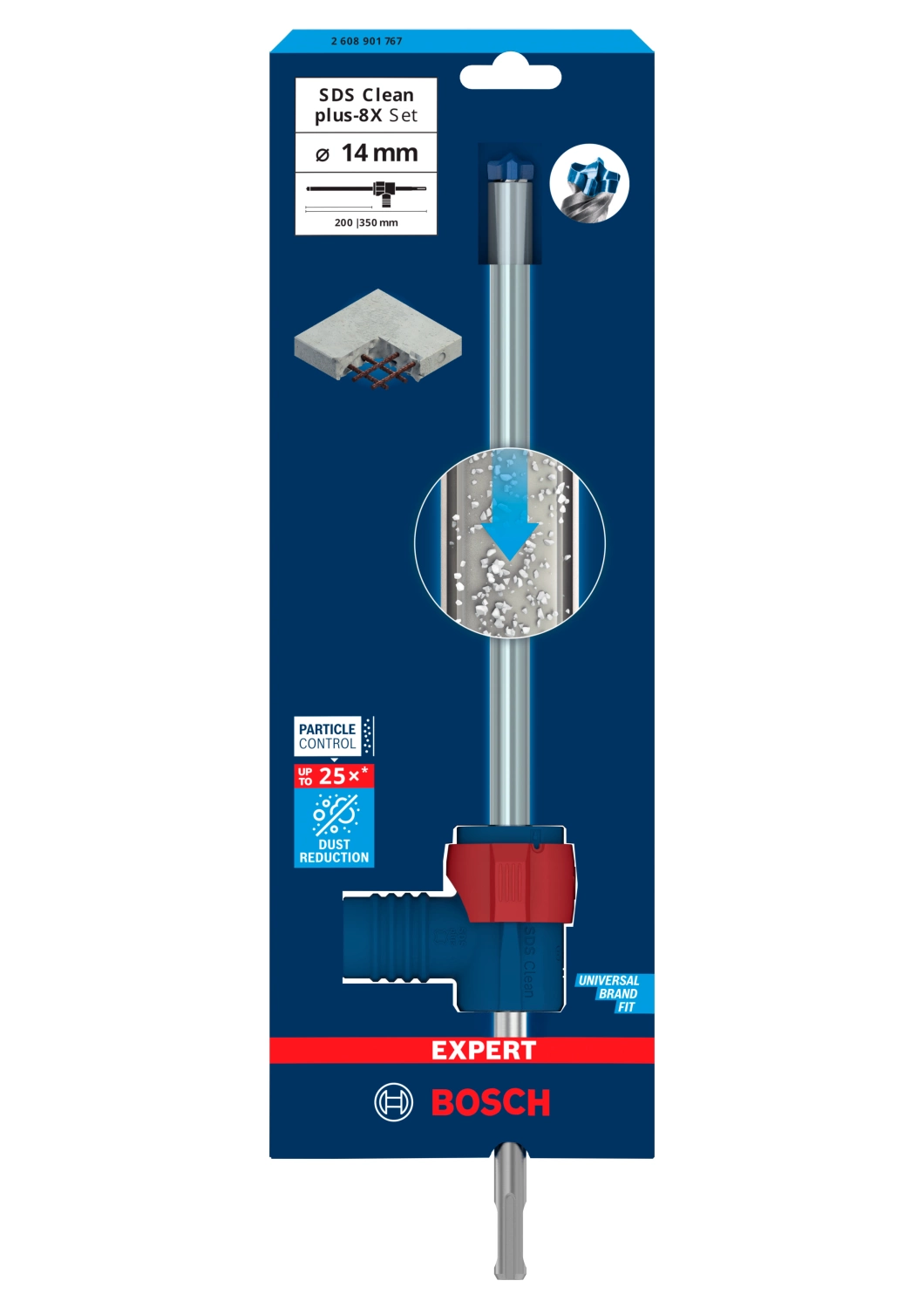 Bosch 2608901767 EXPERT Foret à Marteau SDS Clean SDS plus-8X - 14x200x350mm avec connecteur-image