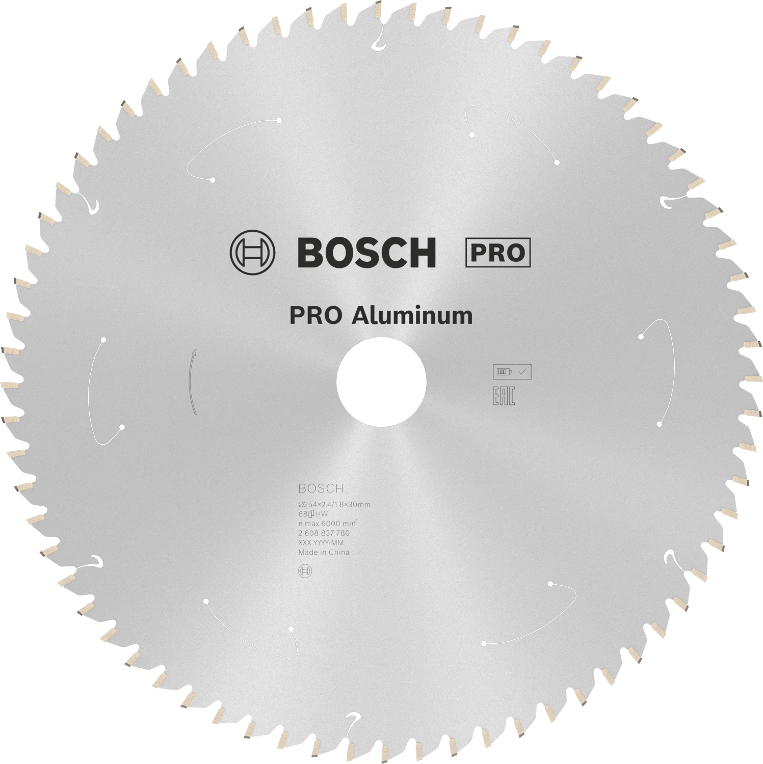 Bosch 2608837780 PRO cordless cirkelzaagblad - 254 x 30 x 68T - aluminium-image