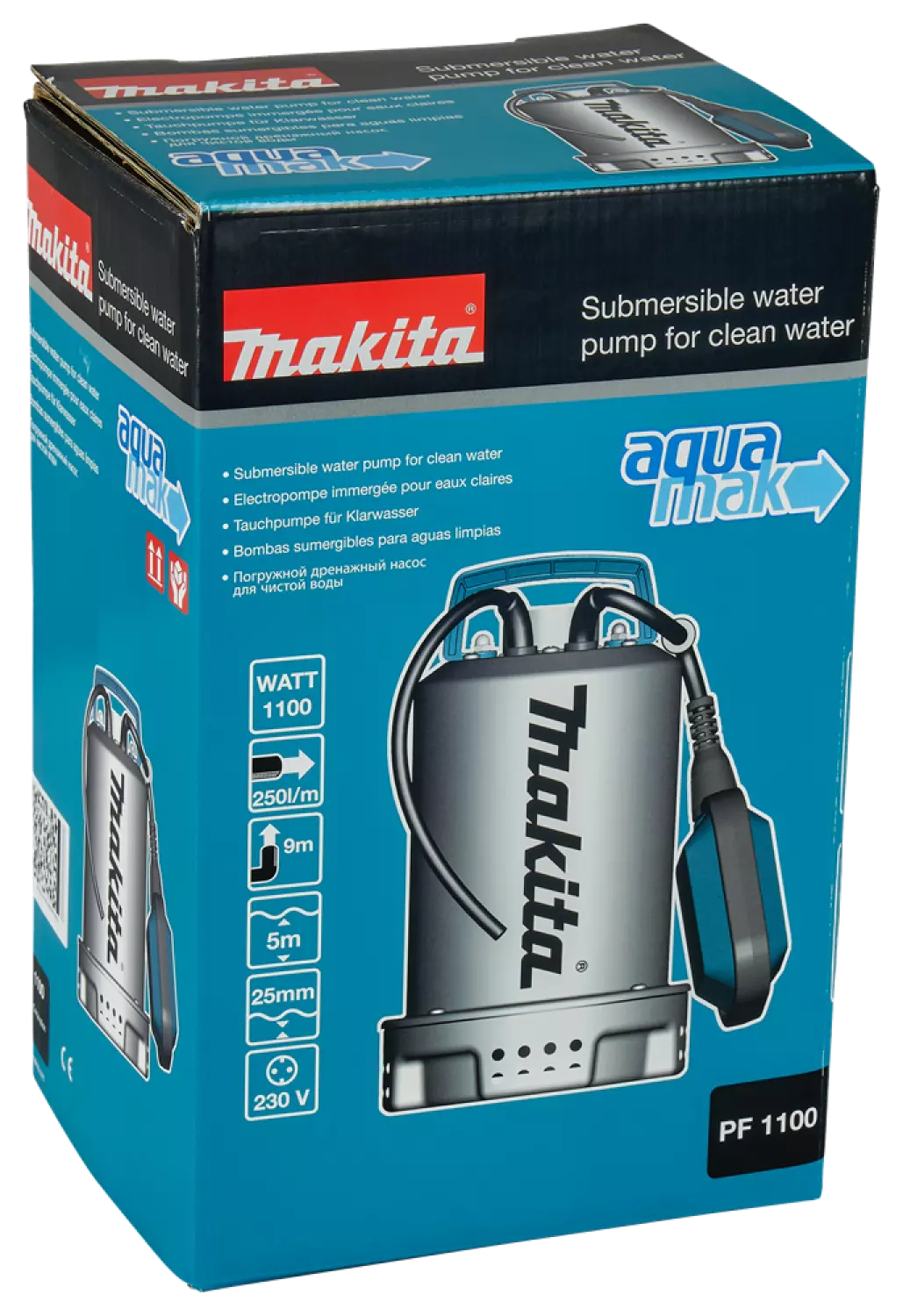 Makita PF1100 Pompe vide-cave à eau claire - 1100W - 9m - 250L/min-image