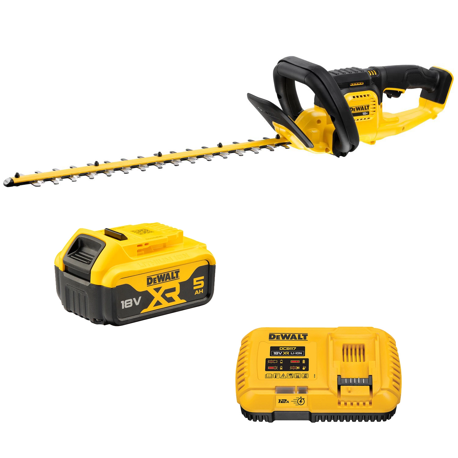 DeWALT DCMHT563P1 18V XR Li-Ion Ensemble Taille-haie à Batterie (1x Batterie 5.0Ah) - 550mm-image