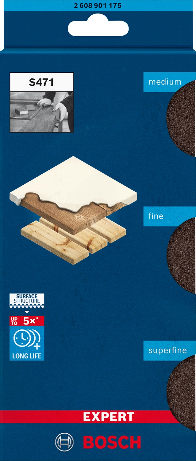 Bosch EXPERT 2608901175 - EXPERT Set 3 pièces éponge abrasive, 69 x 97 x 26 mm, M, F, SF-image