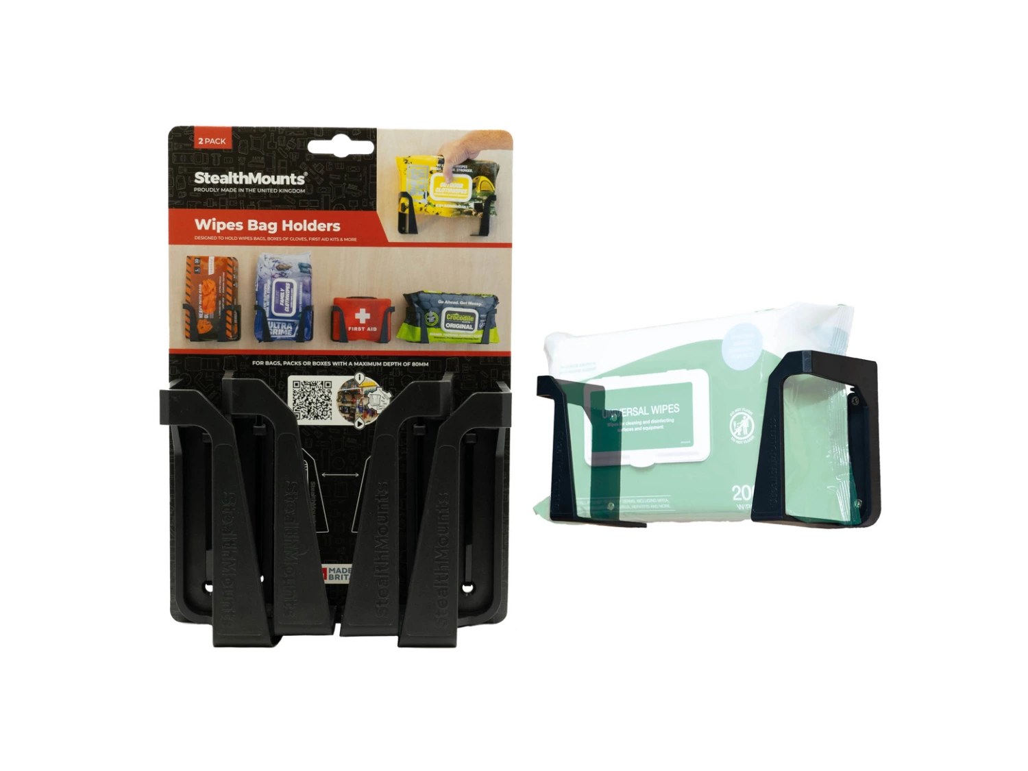 StealthMounts OM-WH-BLK-2 Wipe / Handschoen doos / EHBO kit houder - Zwart - 2 stuks-image