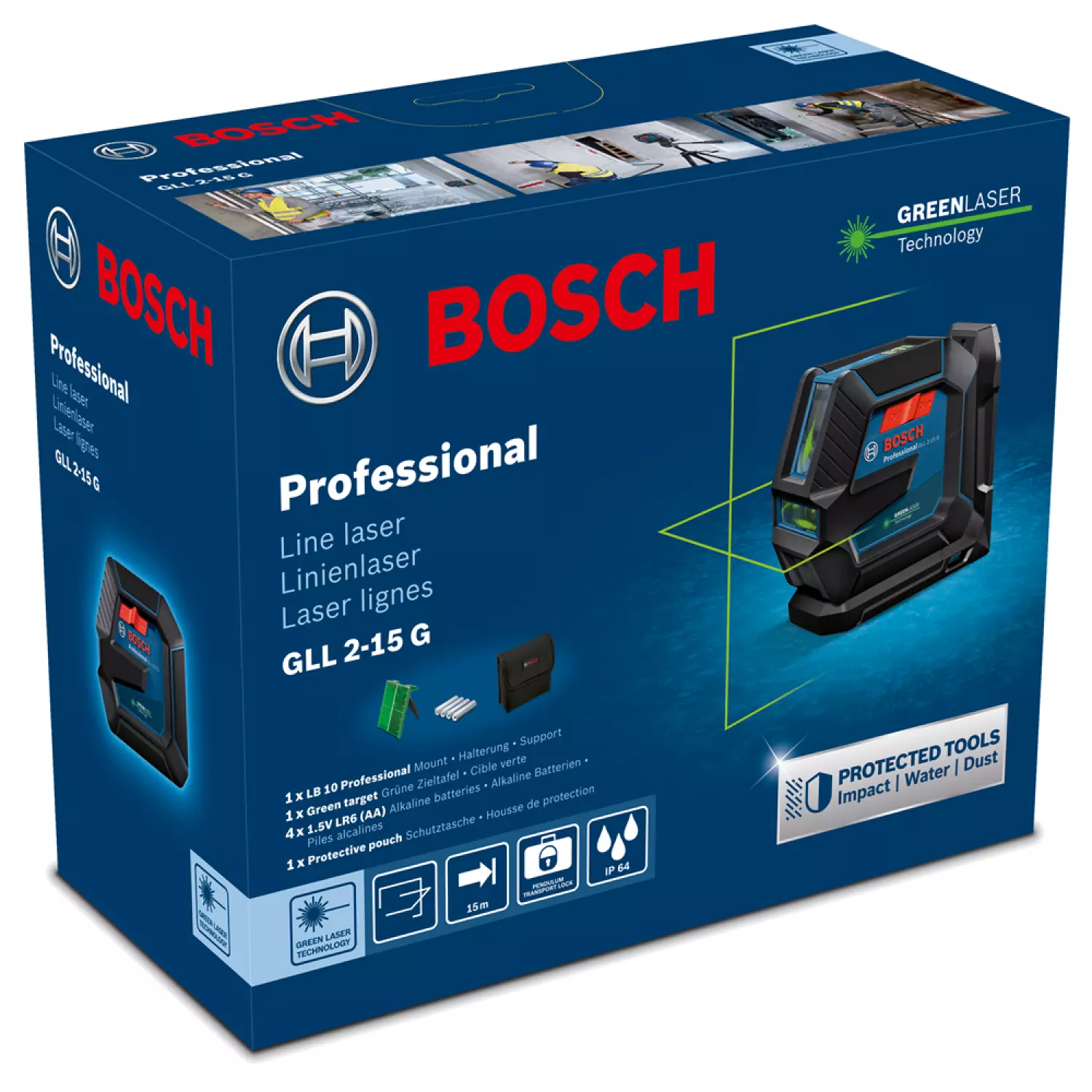 Bosch GLL 2-15 G Kruislijnlaser in opbergetui - 15m-image