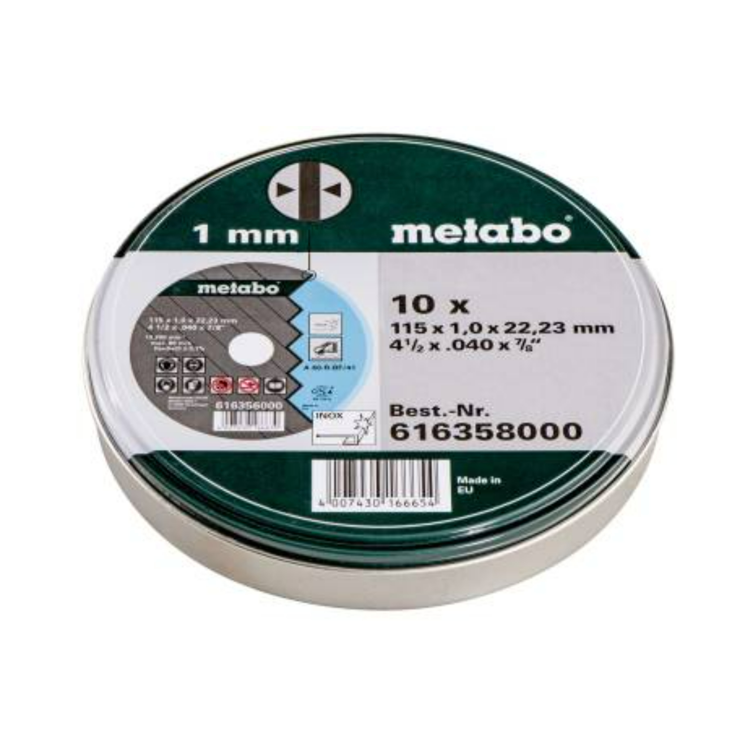 Metabo 616358000 Disque à tronçonner - 115 x 1 x 22,23mm-image