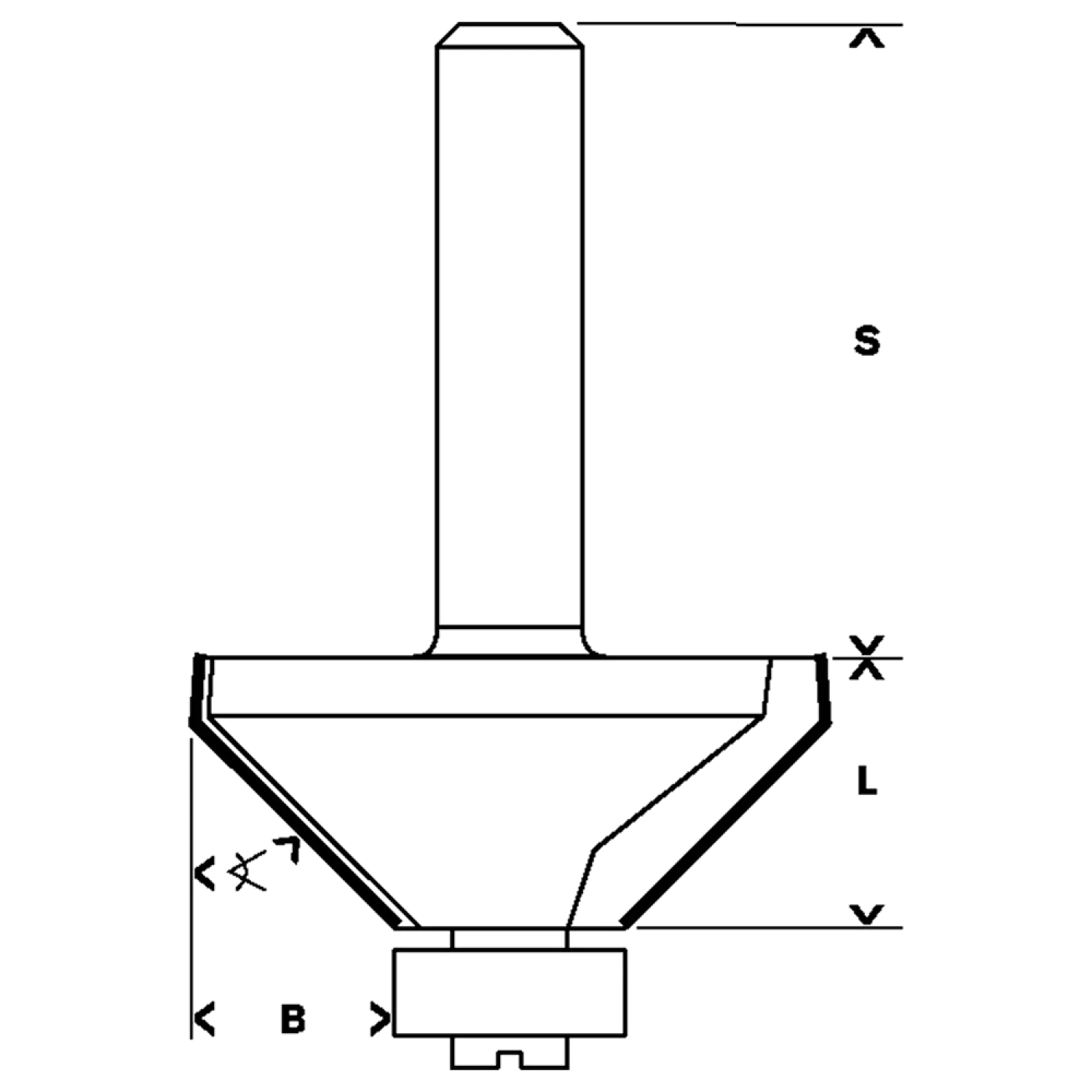 Bosch 2608628352 - Fraise à chanfreiner en V 8 mm, B 11 mm, L 15 mm, G 56 mm, 45°-image