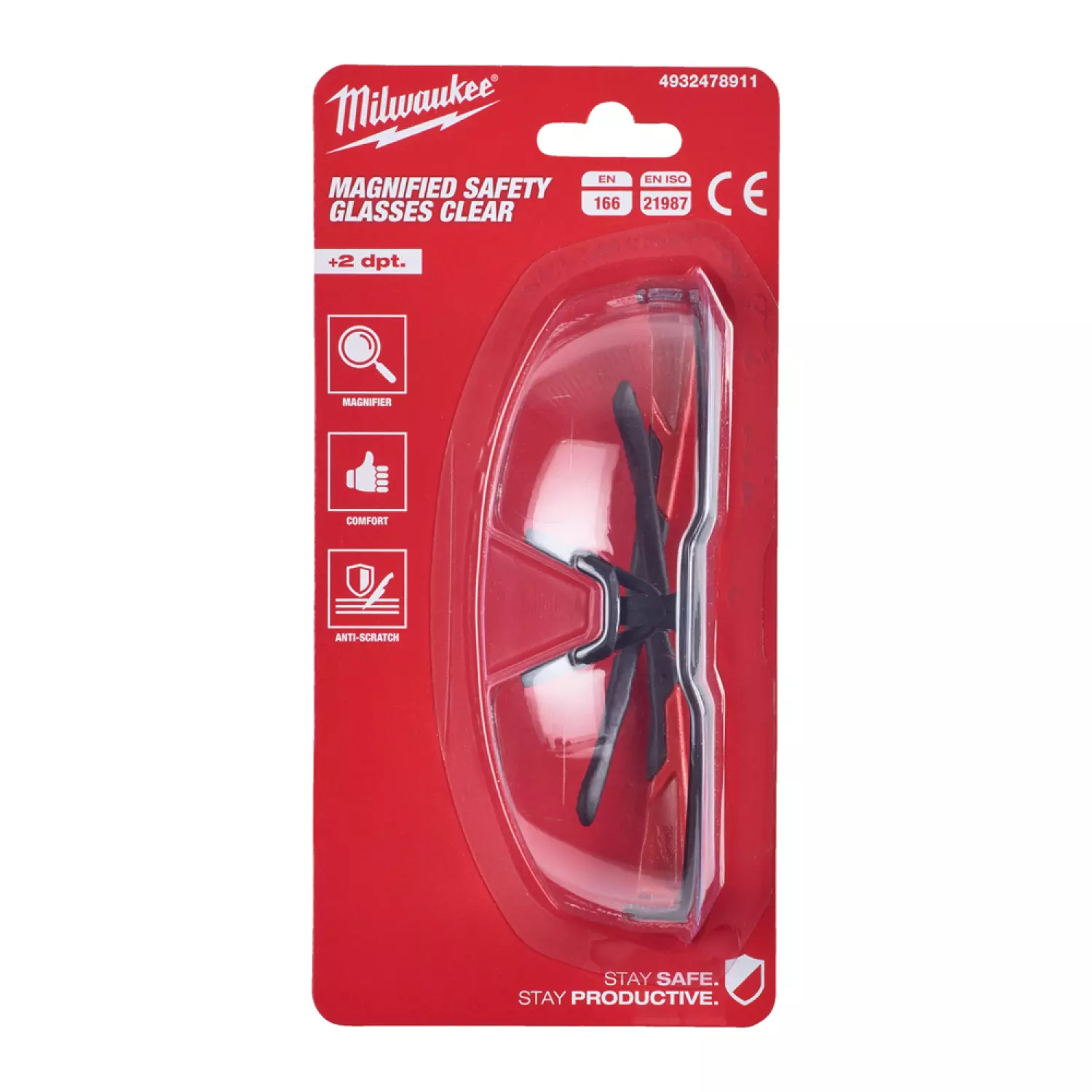 Milwaukee 4932478911 Veiligheidsbril met leesfunctie +2 - helder-image