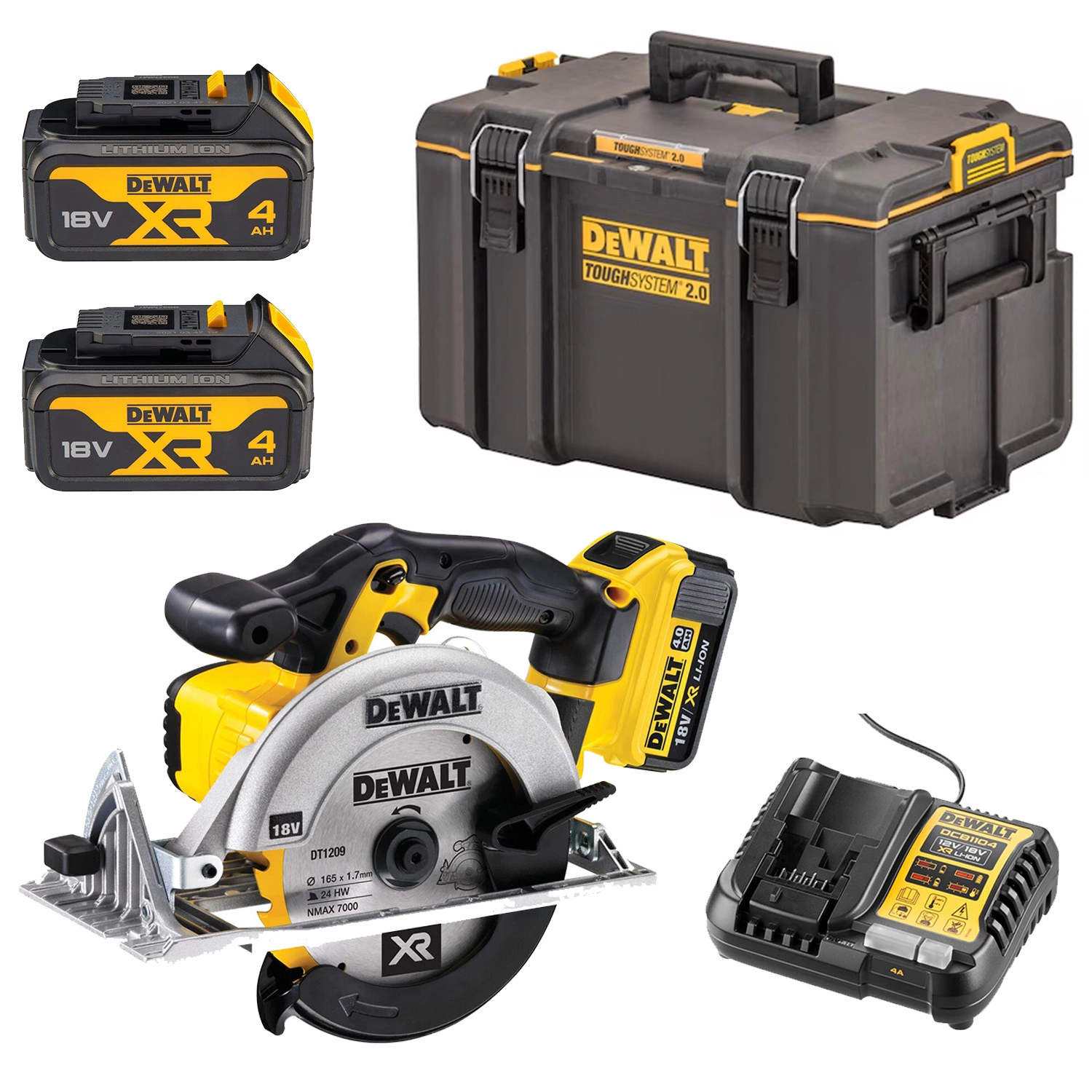 DeWALT DCS391M2-QW 18V Li-ion XR accu cirkelzaag set (2x 4.0Ah) in koffer - 165mm-image