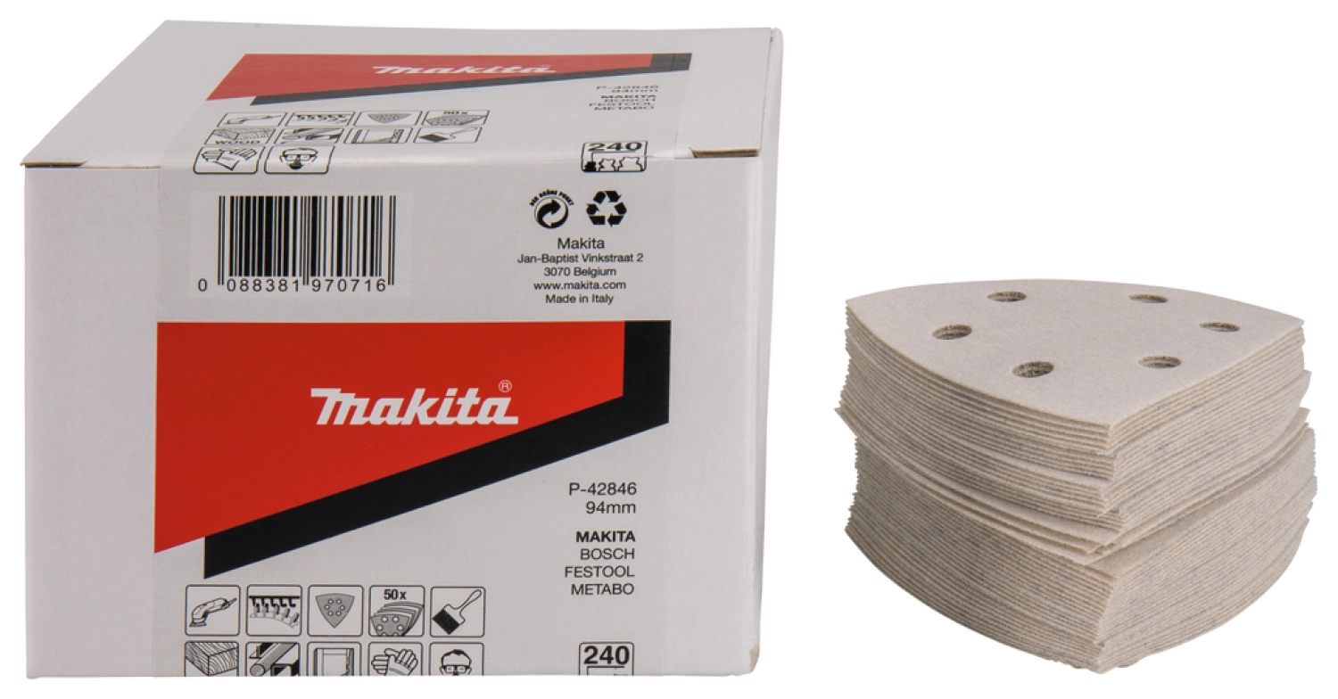 50 feuilles abrasives Delta Makita P -42846 - 94 x K240 - Bois-image