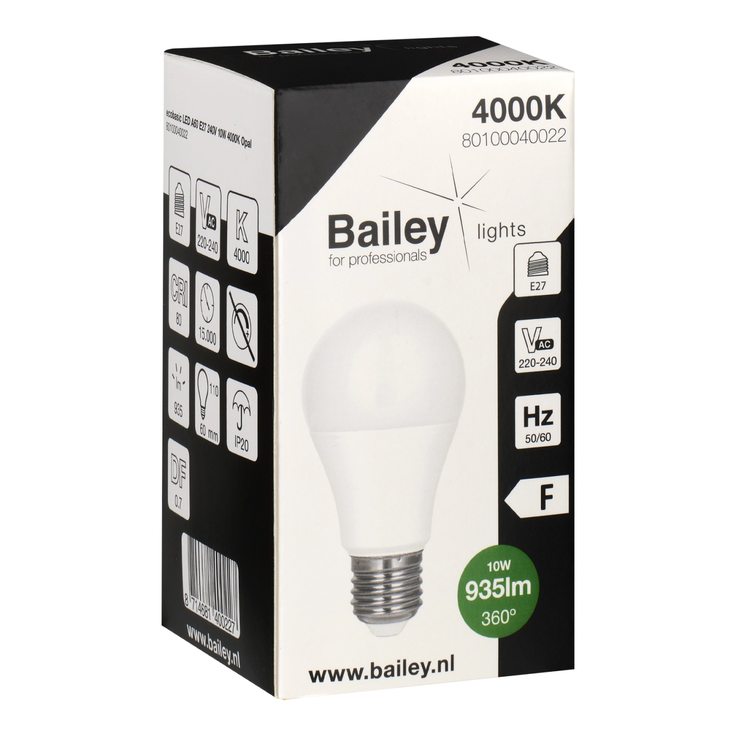 Bailey LED Ecobasic A60 E27 10W (68W) 935lm 840 Opaal-image