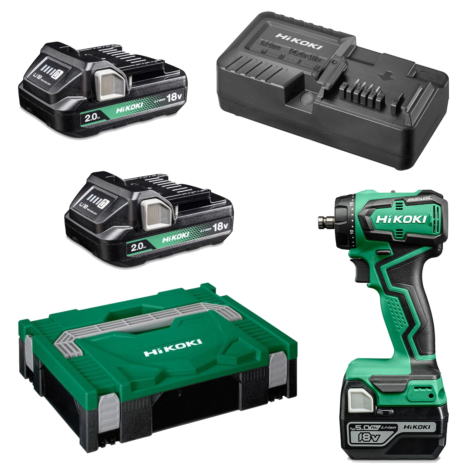 HiKOKI DS18DDQWSZ Accu Boor-/schroefmachine - 18V incl. 2x 5,0Ah accu's en lader in HSC II-image